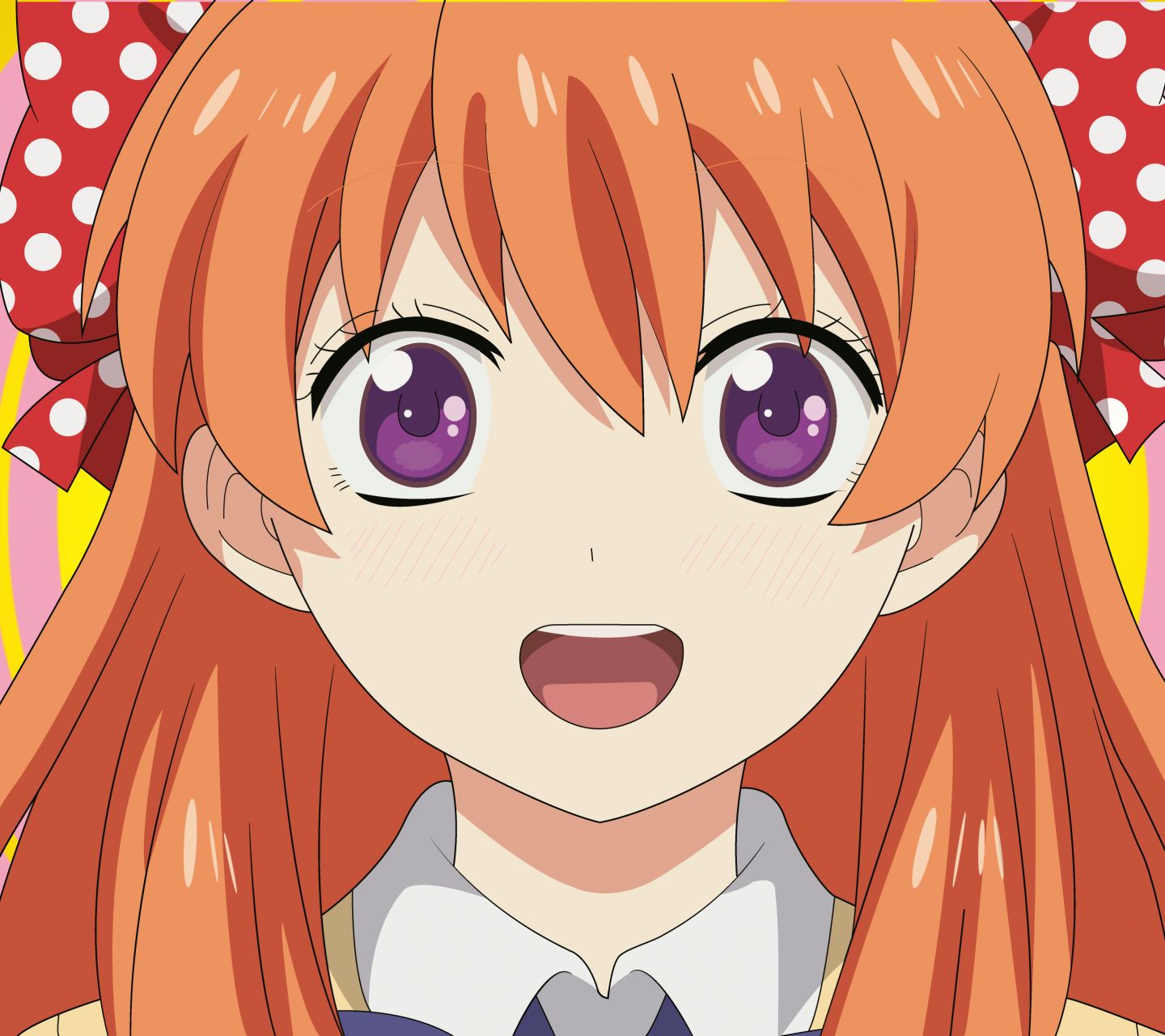 Laden Sie das Lächeln, Animes, Lila Augen, Rote Haare, Chiyo Sakura, Gekkan Shôjo Nozaki Kun-Bild kostenlos auf Ihren PC-Desktop herunter