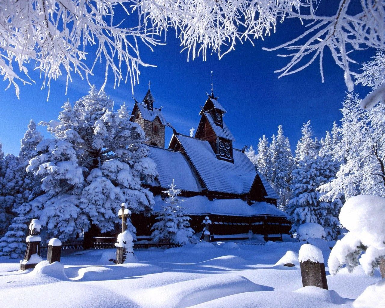 Скачать картинку Деревья, Снег, Лес, Зима, Дом, Природа в телефон бесплатно.