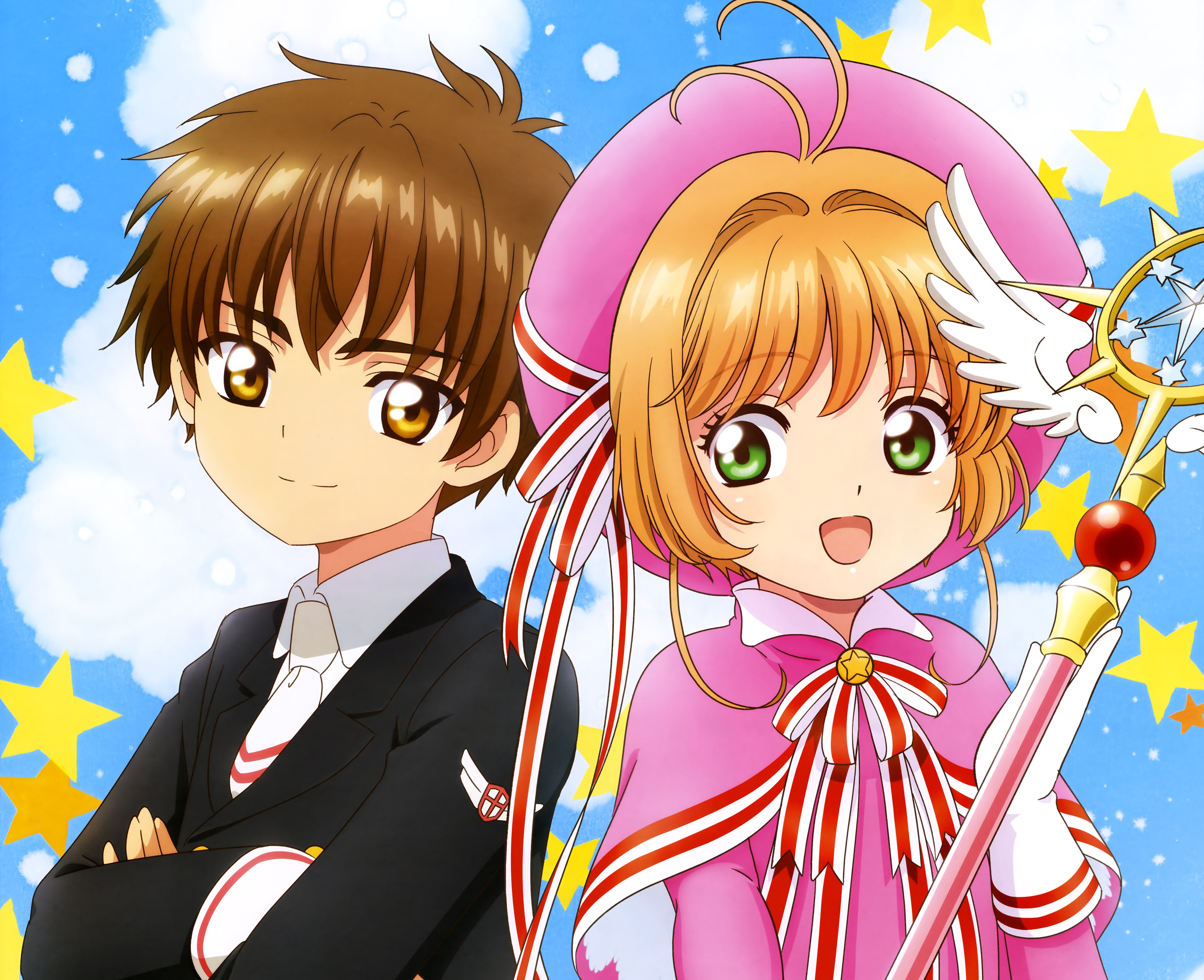 Laden Sie das Animes, Kadokyaputa Sakura, Sakura Kinomoto, Syaoran Li-Bild kostenlos auf Ihren PC-Desktop herunter