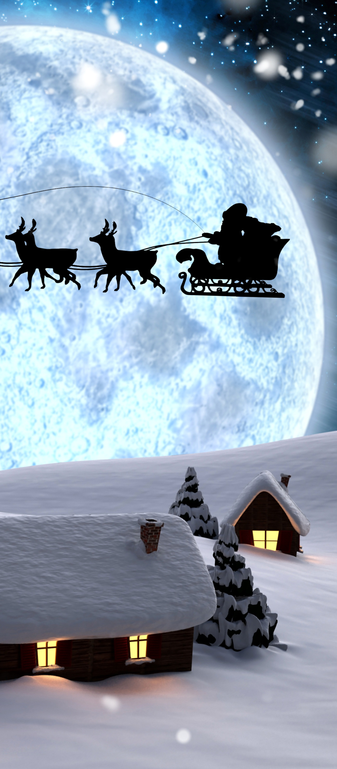 Download mobile wallpaper Silhouette, Christmas, Holiday, Reindeer for free.