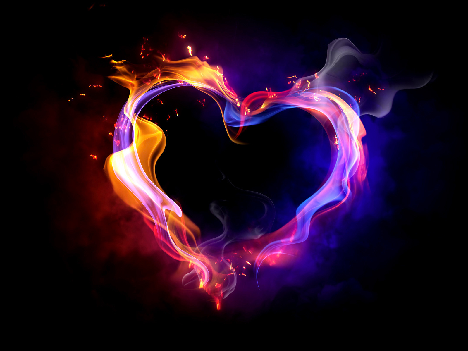 love, fire, valentine's day, hearts, holidays, background, black Full HD