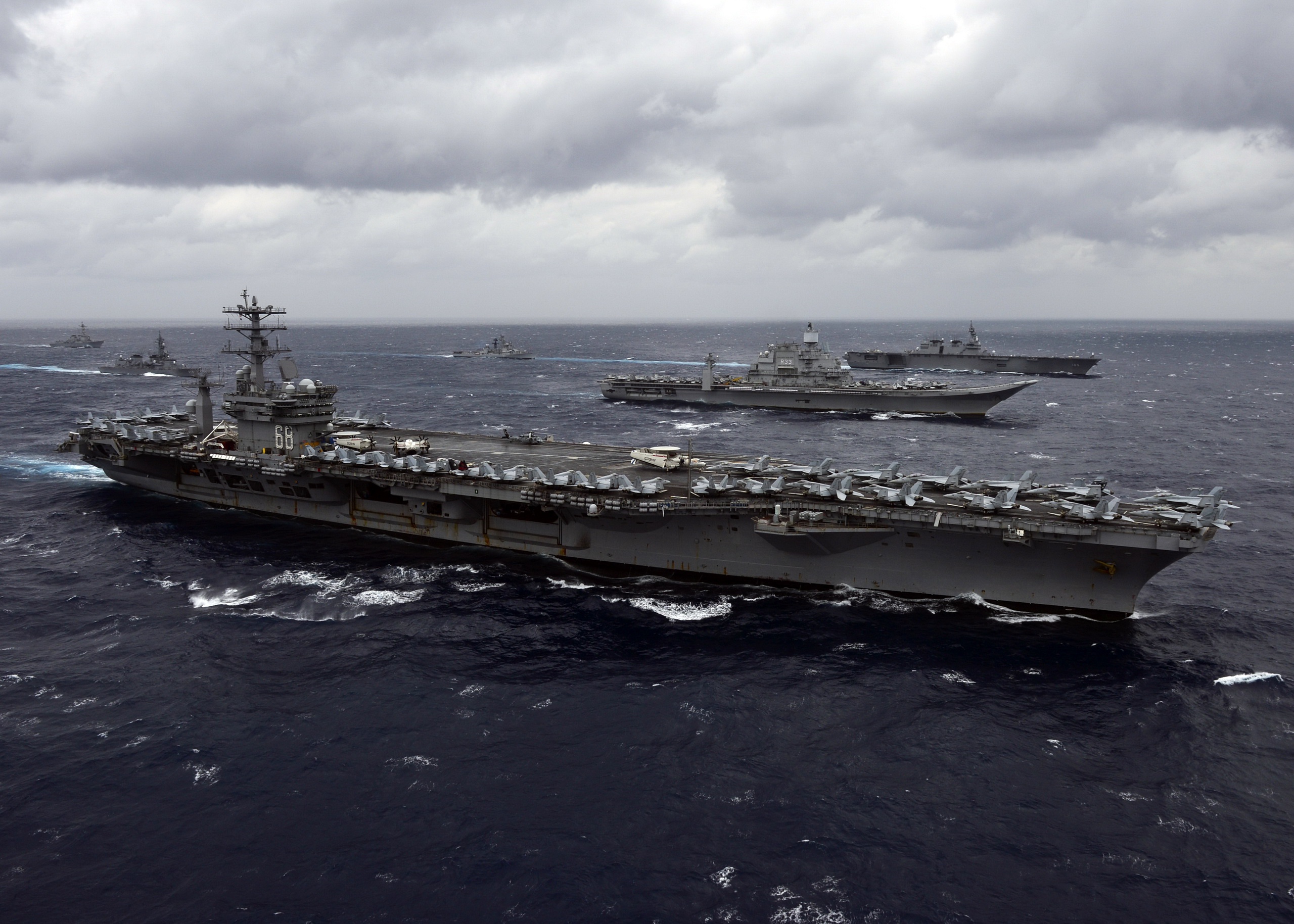 military, uss nimitz (cvn 68), aircraft carrier, horizon, ocean, warship, warships