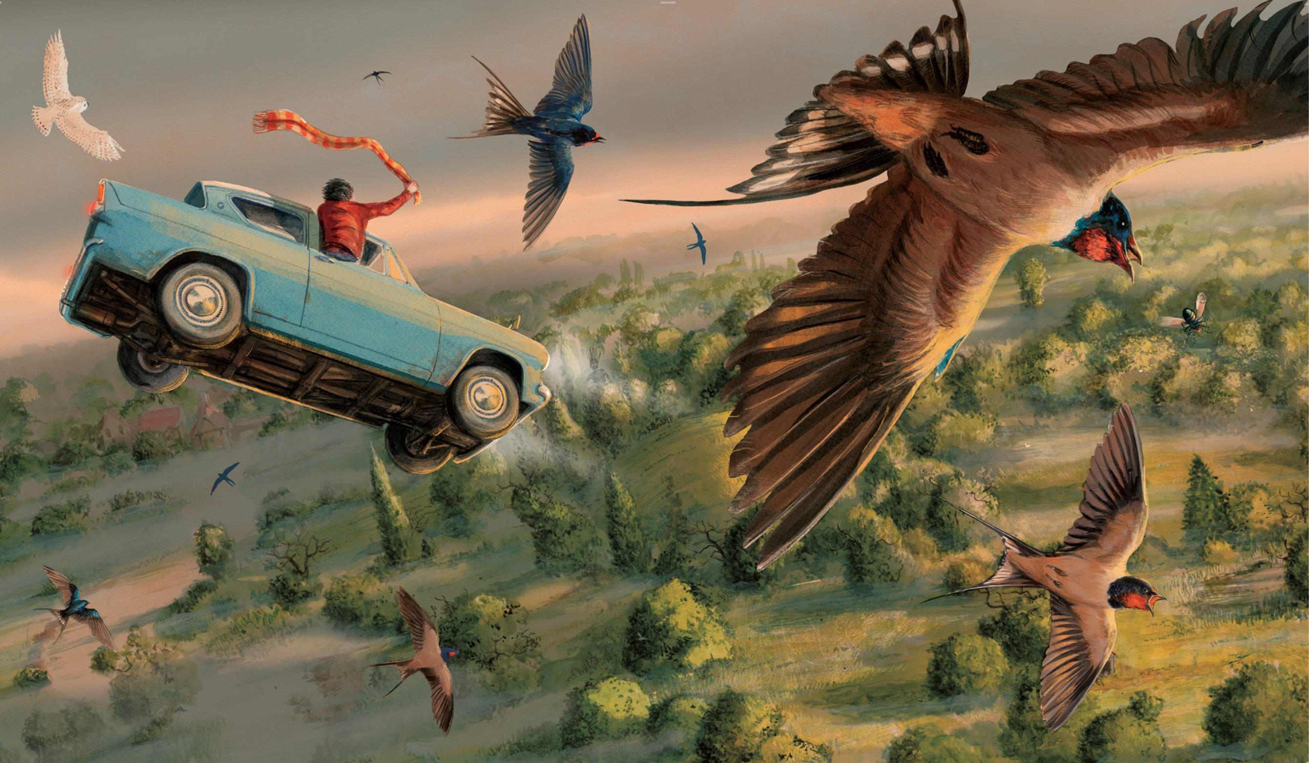Download mobile wallpaper Harry Potter, Bird, Movie, Harry Potter And The Chamber Of Secrets, Ford Anglia 100E for free.