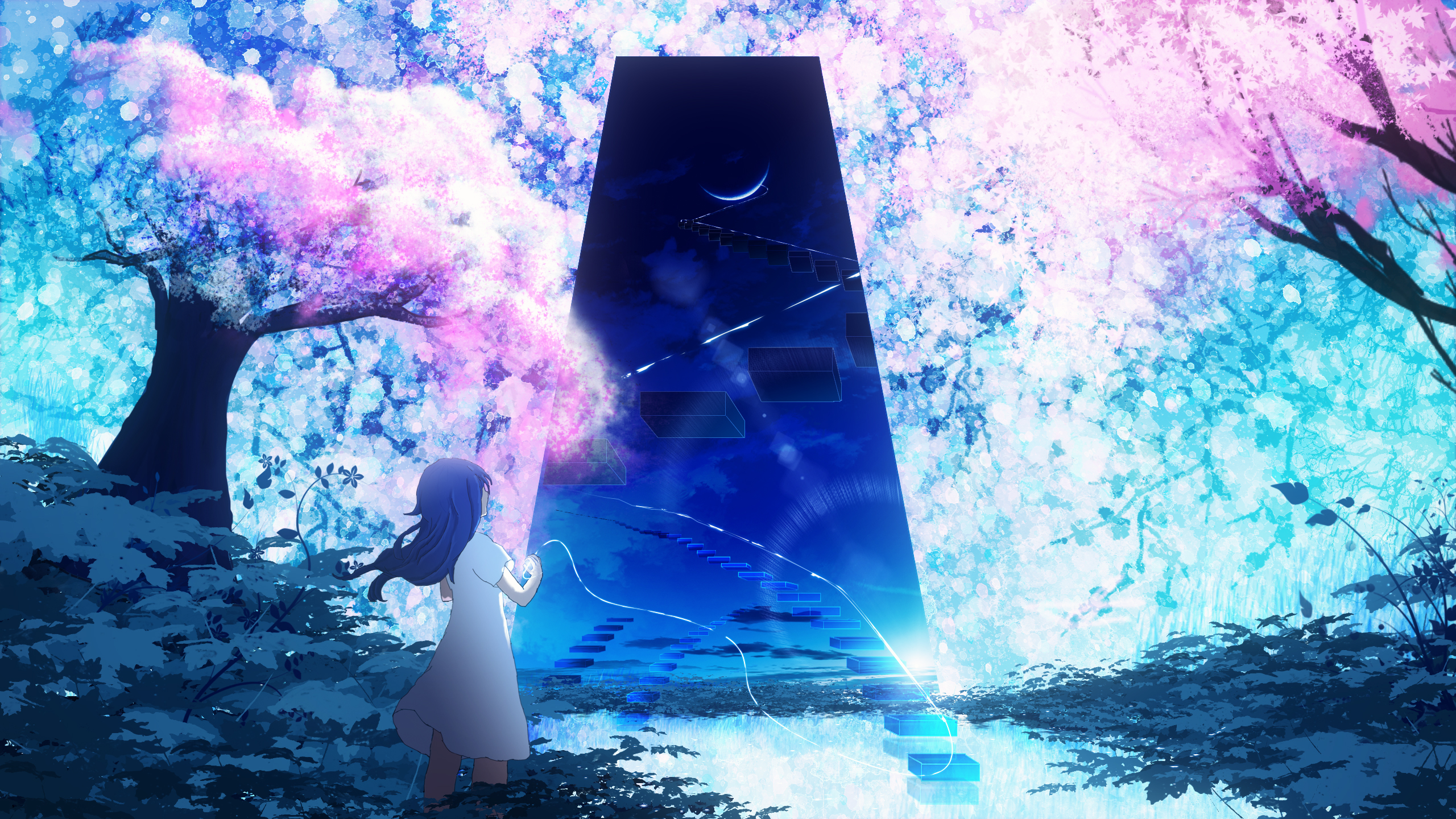 Download mobile wallpaper Anime, Fantasy, Tree, Cherry Blossom, Original for free.