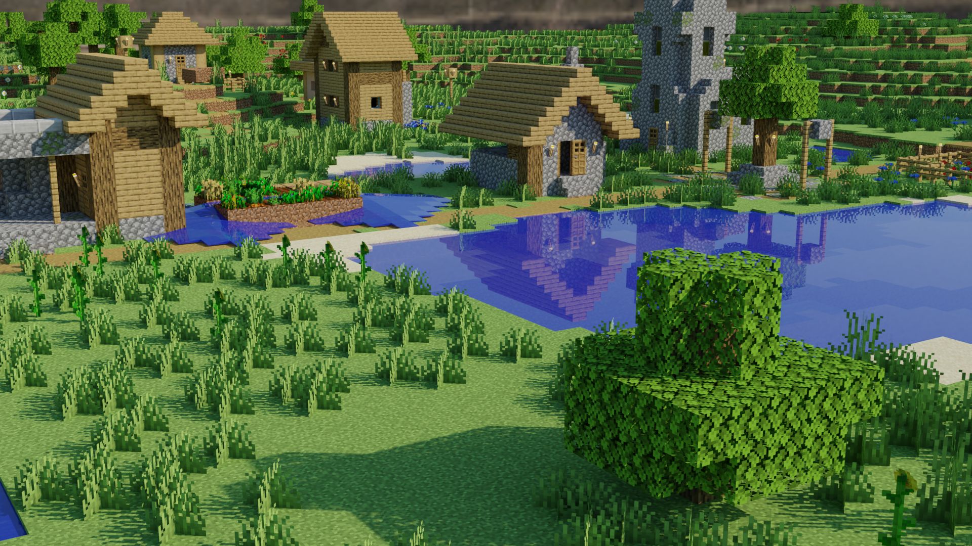 Free download wallpaper Minecraft, House, Village, Video Game on your PC desktop