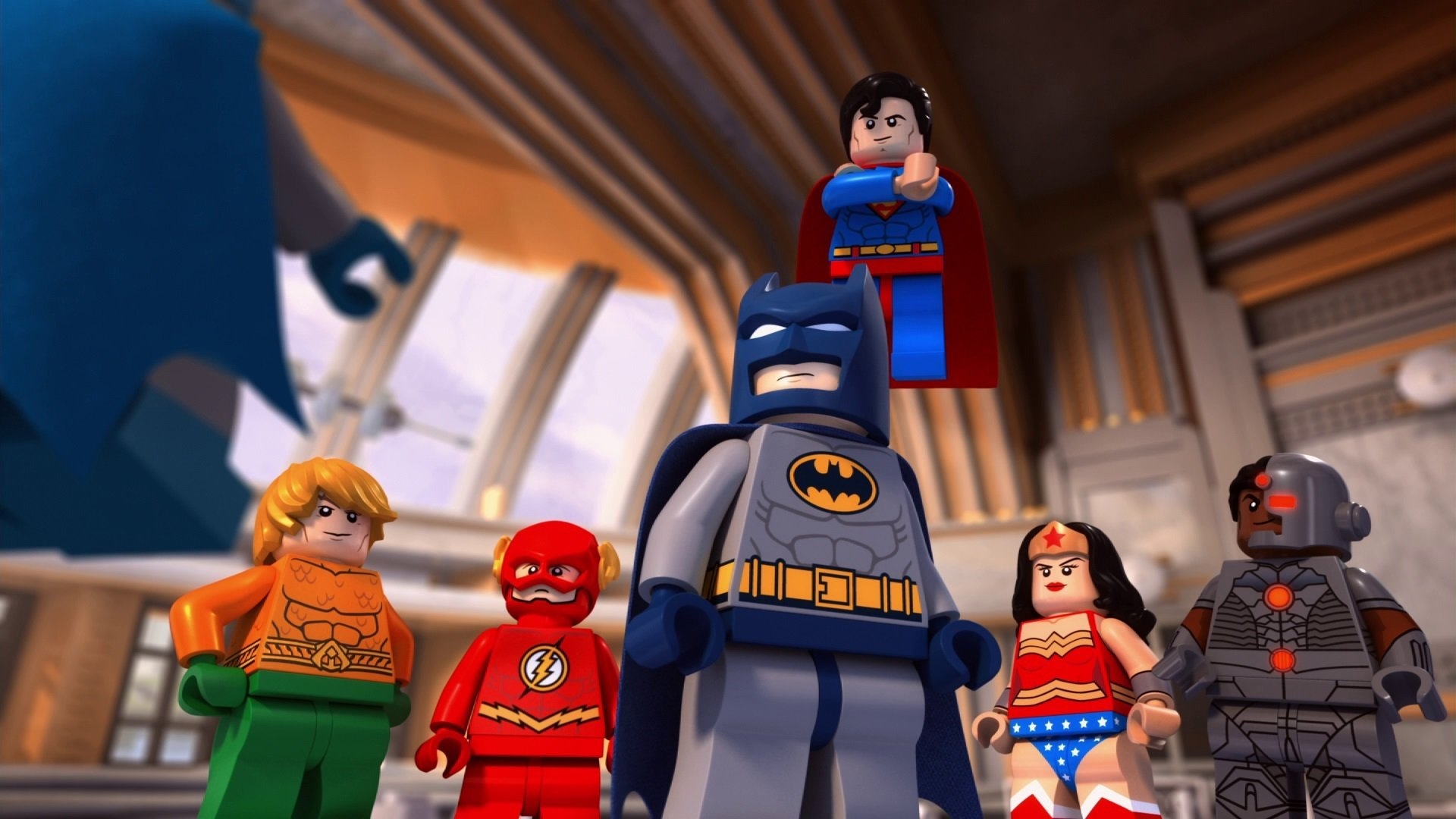 Baixe gratuitamente a imagem Lego, Instantâneo, Filme, Homem Morcego, Super Homen, Aquaman, Mulher Maravilha, Ciborgue (Dc Comics), Lego Dc Comics: Batman Be Leaguered na área de trabalho do seu PC
