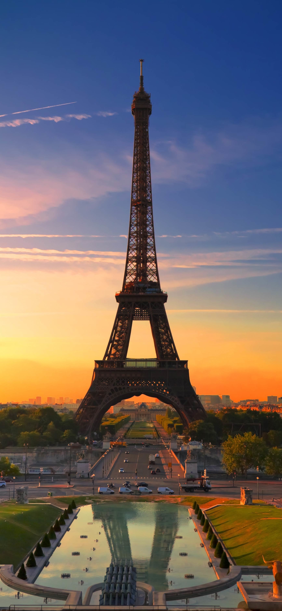 Download mobile wallpaper Sunset, Paris, Eiffel Tower, Monuments, France, Monument, Man Made for free.