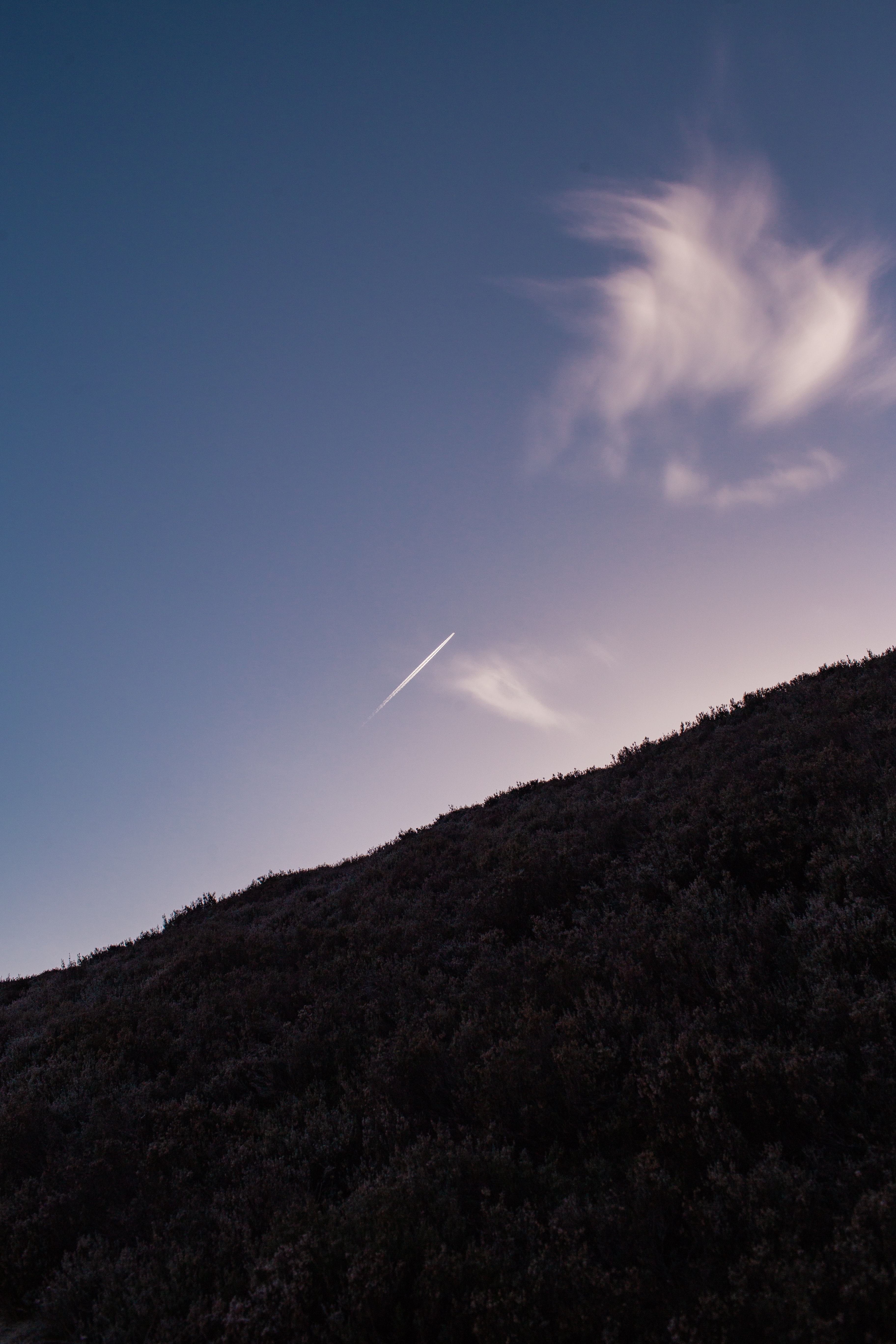 Free download wallpaper Sky, Hill, Track, Trace, Nature, Smoke, Airplane, Plane on your PC desktop