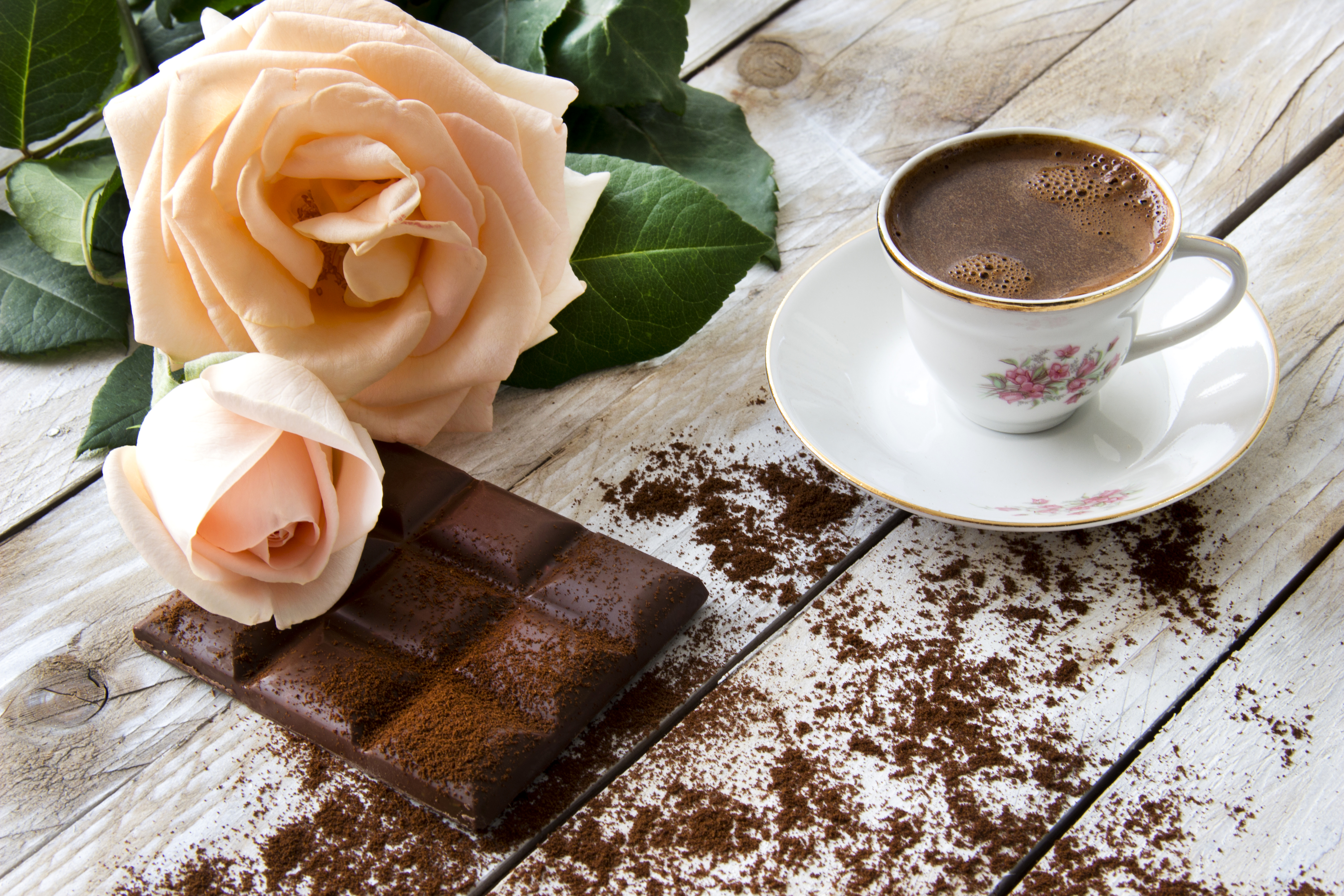 Download mobile wallpaper Chocolate, Coffee, Still Life, Rose, Cup, Photography, Pink Flower for free.