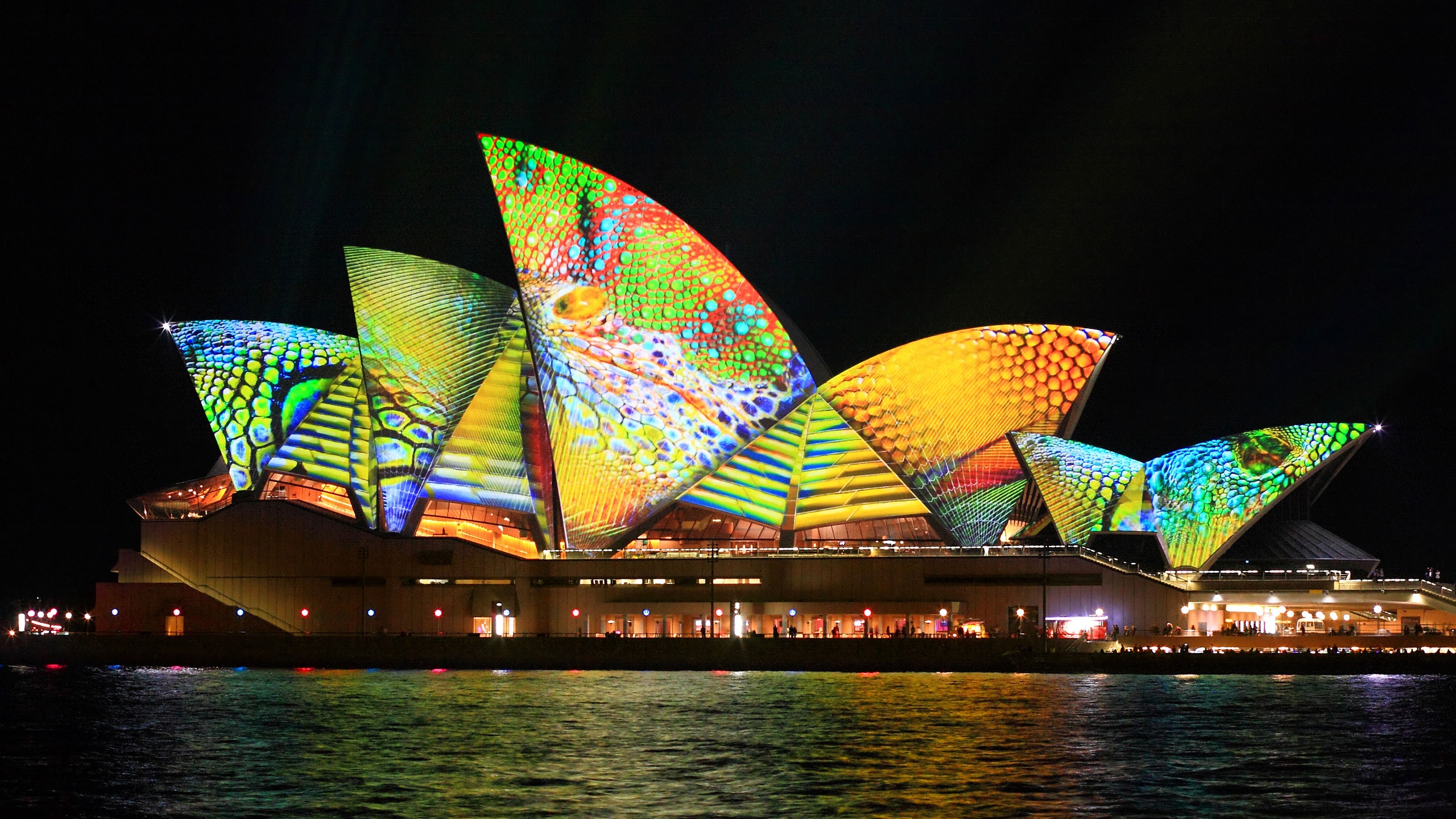 Download mobile wallpaper Sydney, Light, Colorful, Sydney Opera House, Man Made for free.