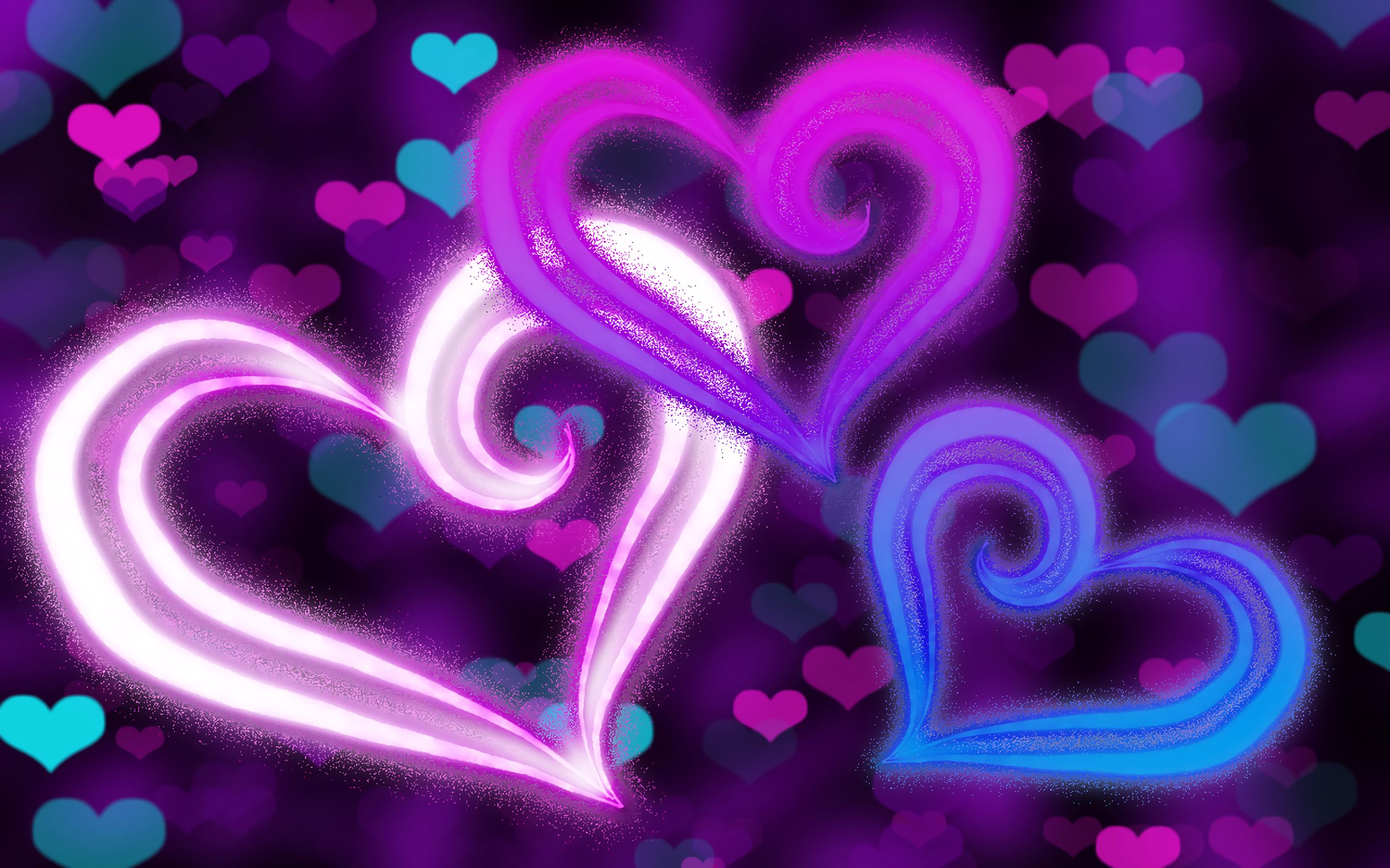 無料モバイル壁紙ピンク, 青い, 紫の, 芸術的, 愛する, 心臓をダウンロードします。