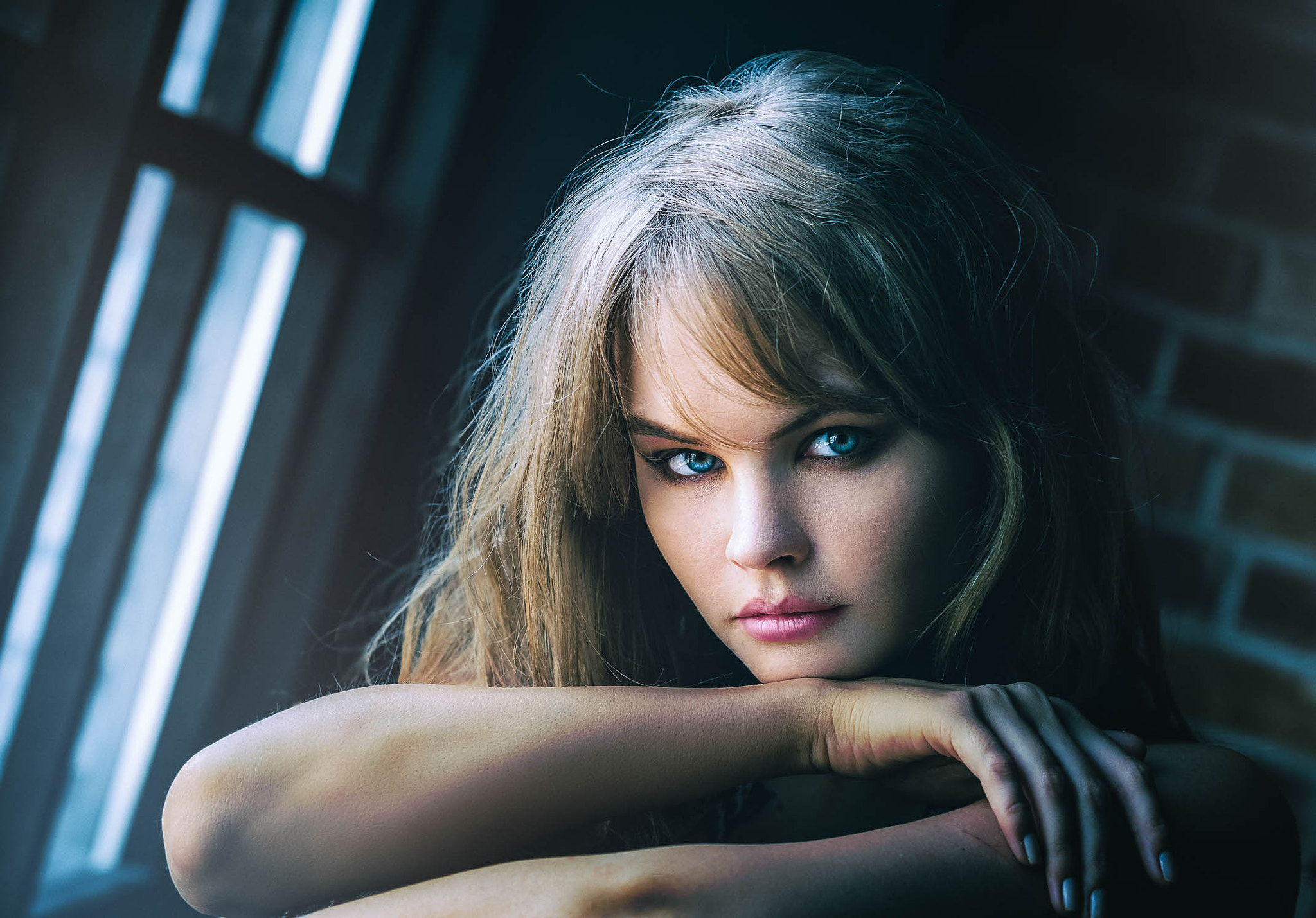 Download mobile wallpaper Blonde, Russian, Face, Model, Women, Blue Eyes, Anastasiya Scheglova for free.