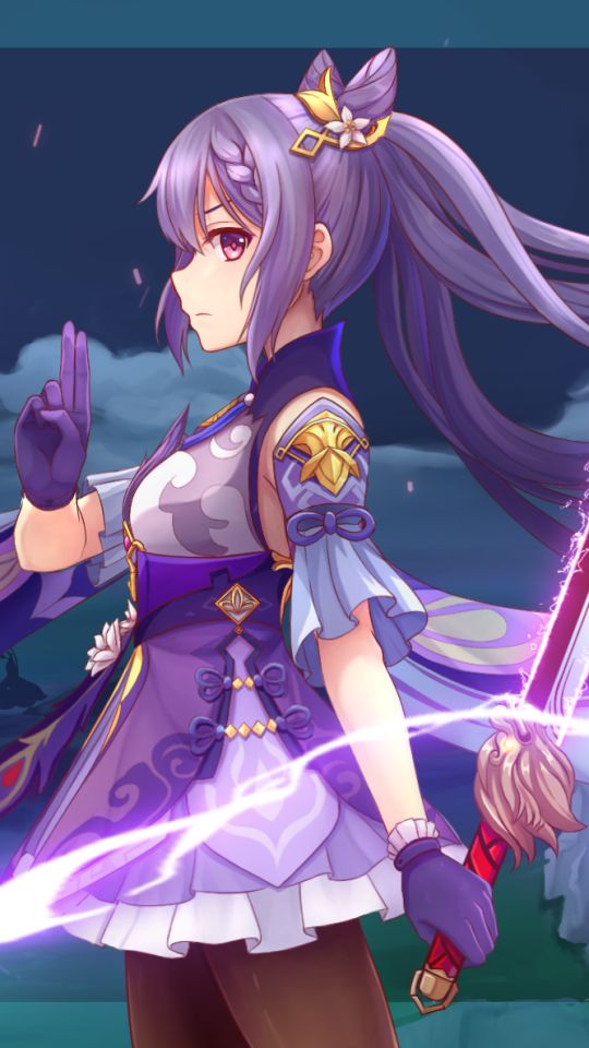 Download mobile wallpaper Dress, Video Game, Purple Hair, Genshin Impact, Keqing (Genshin Impact) for free.