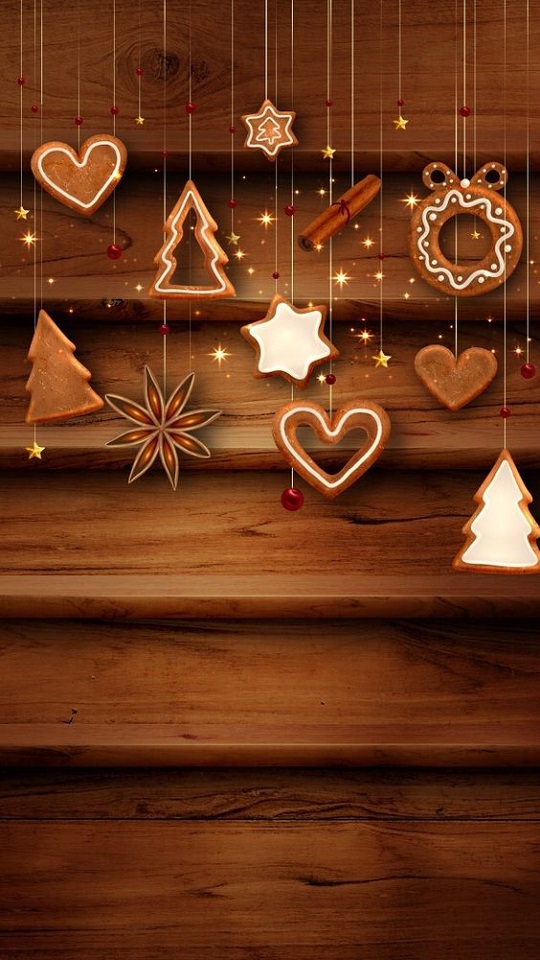 Handy-Wallpaper Feiertage, Weihnachten, Holz, Weihnachtsschmuck, Lebkuchen, Plätzchen kostenlos herunterladen.