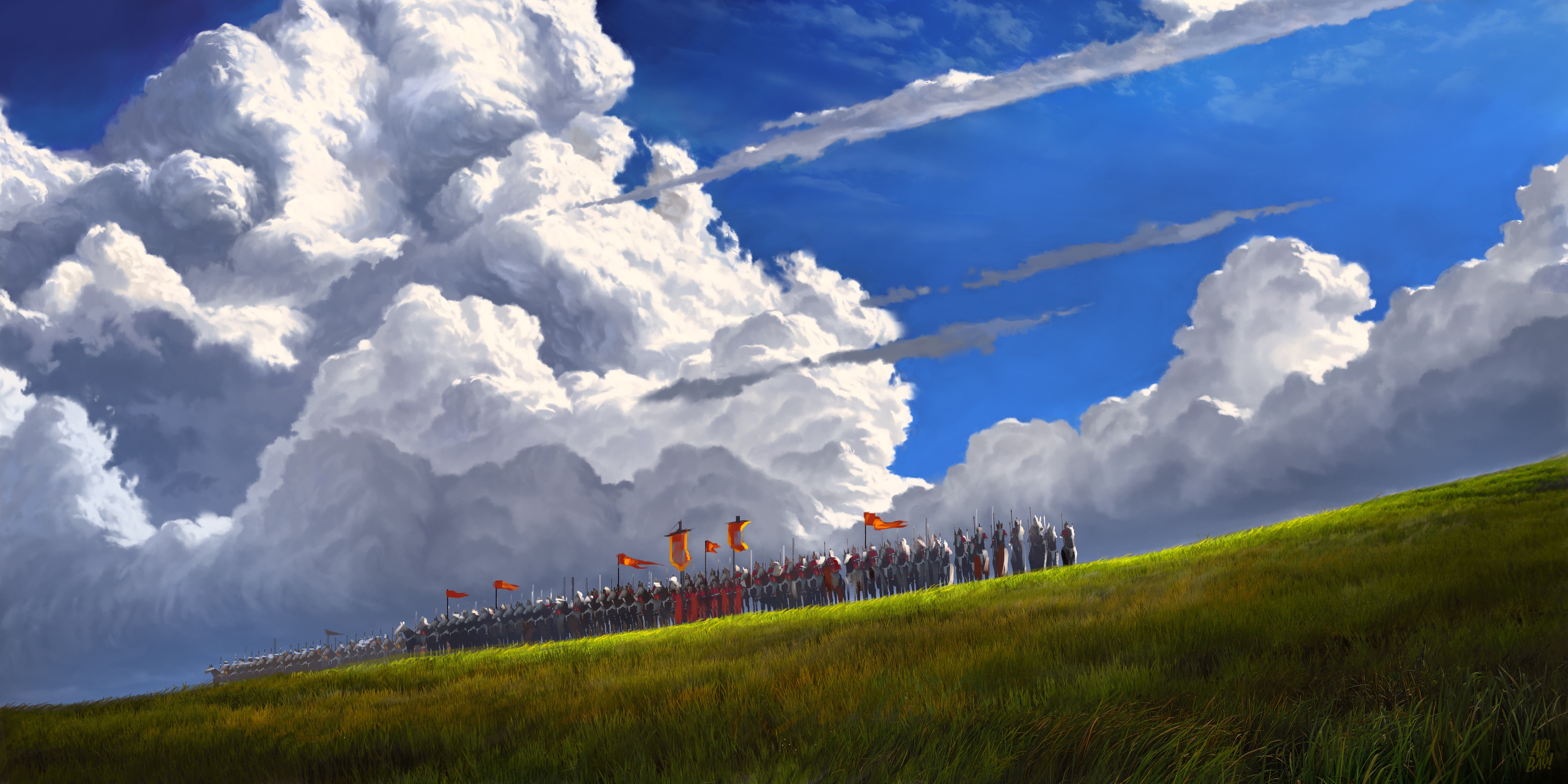 Free download wallpaper Fantasy, Warrior, Cloud, Knight on your PC desktop