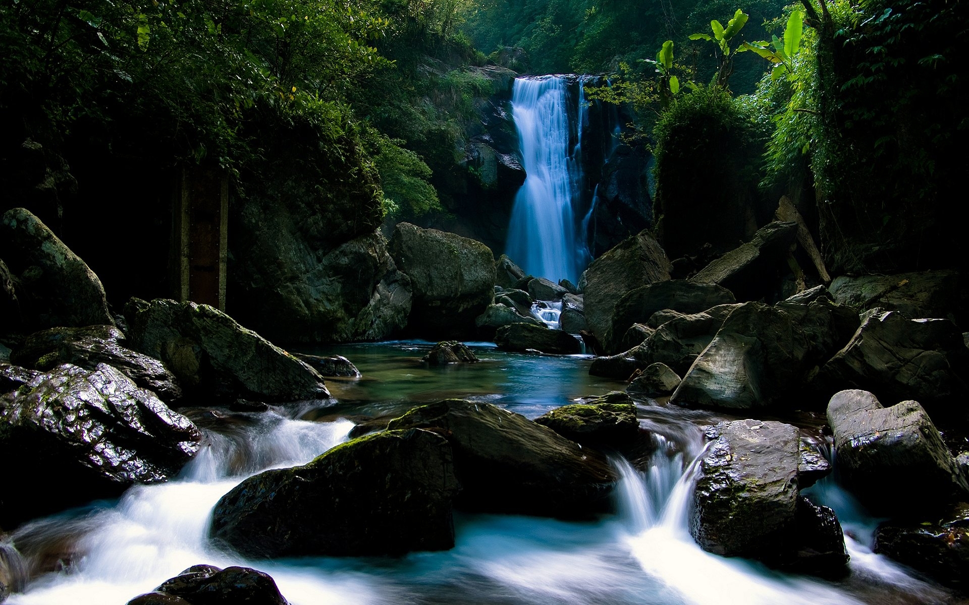 Download mobile wallpaper Nature, Water, Waterfall, Vegetation, Earth, River for free.