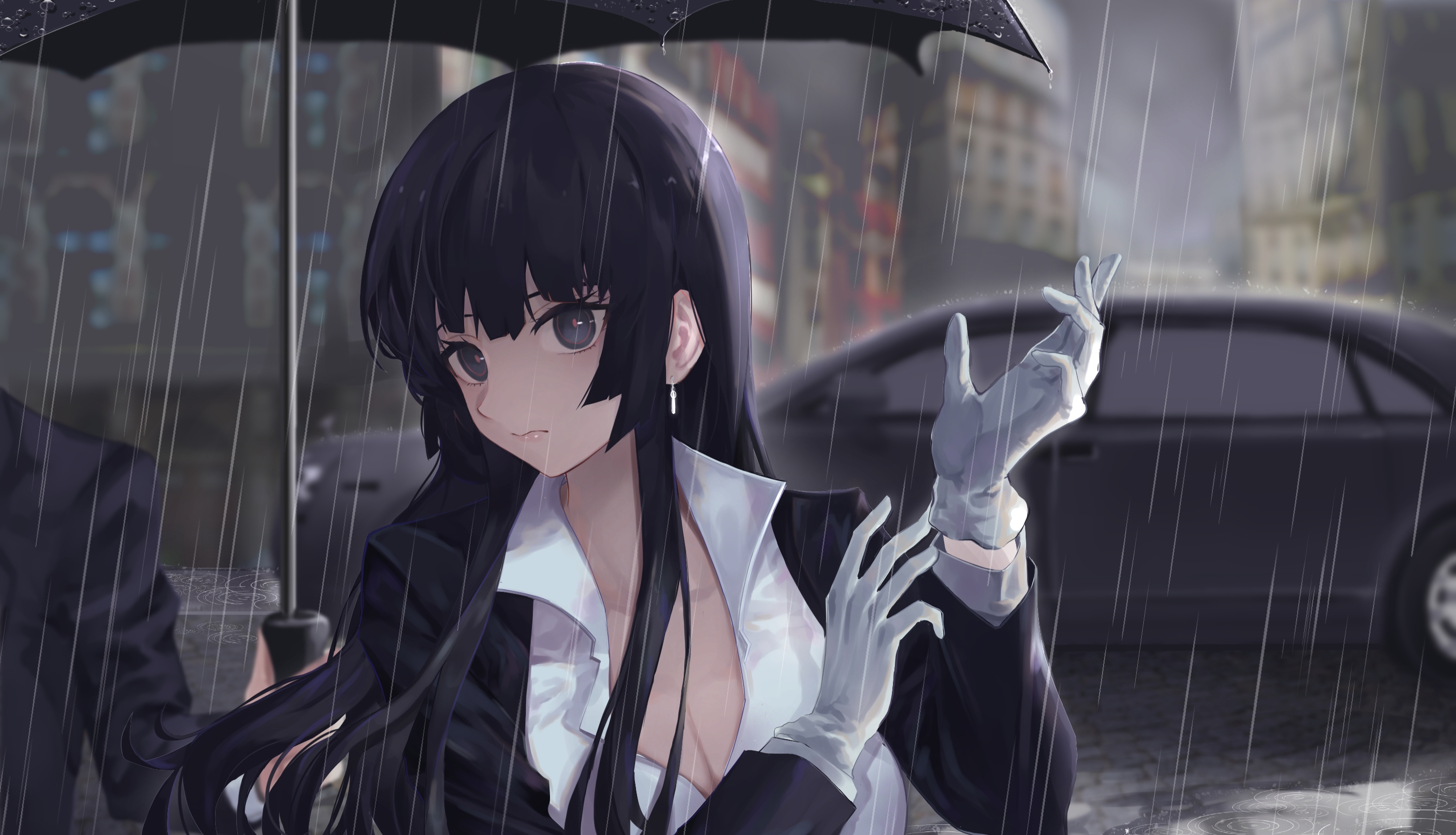 Download mobile wallpaper Anime, Car, Umbrella, Glove, Original for free.