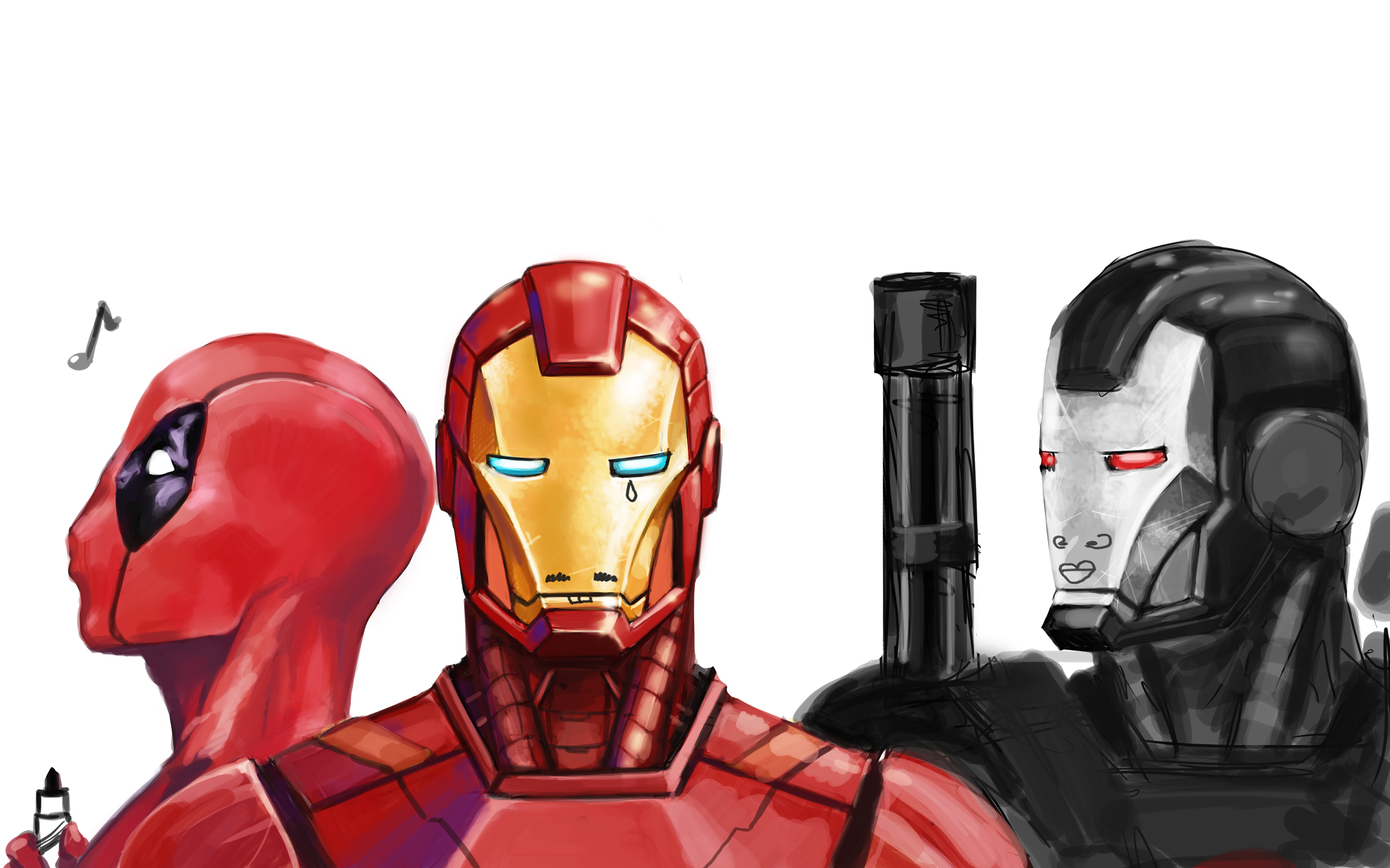 Download mobile wallpaper War Machine, Deadpool, Iron Man, Comics for free.