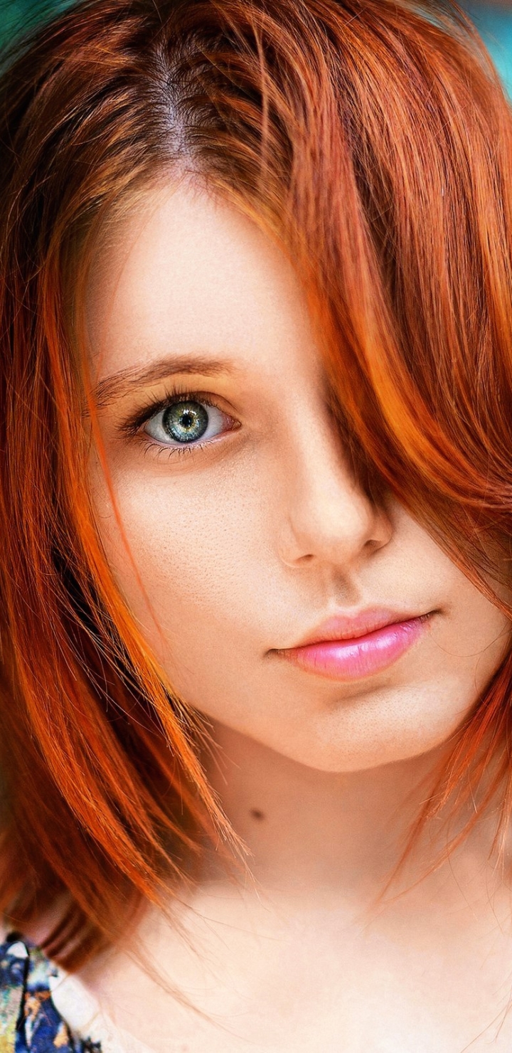 Download mobile wallpaper Redhead, Face, Model, Women, Green Eyes for free.