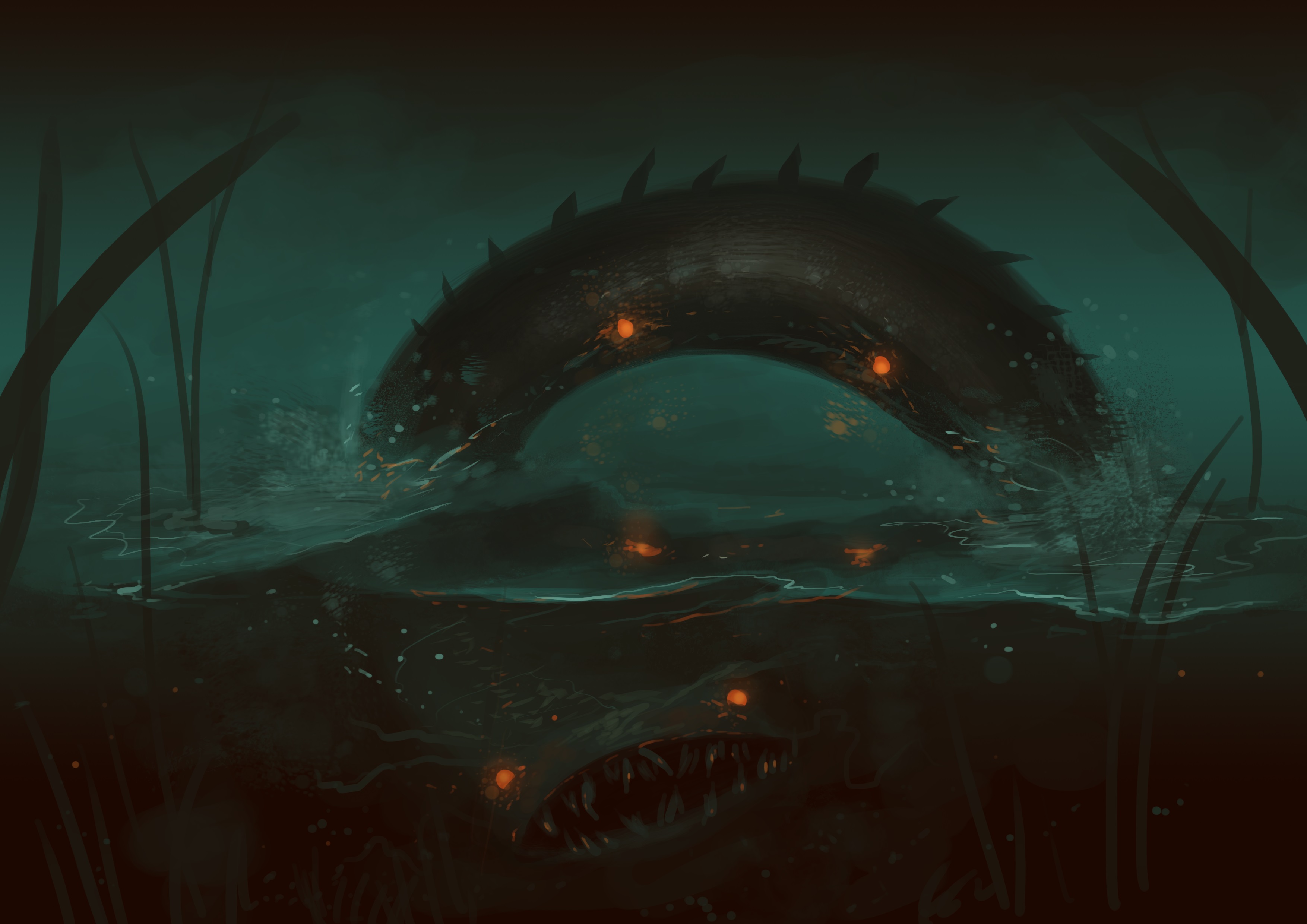 Free download wallpaper Fantasy, Dark, Creature, Creepy, Sea Monster on your PC desktop