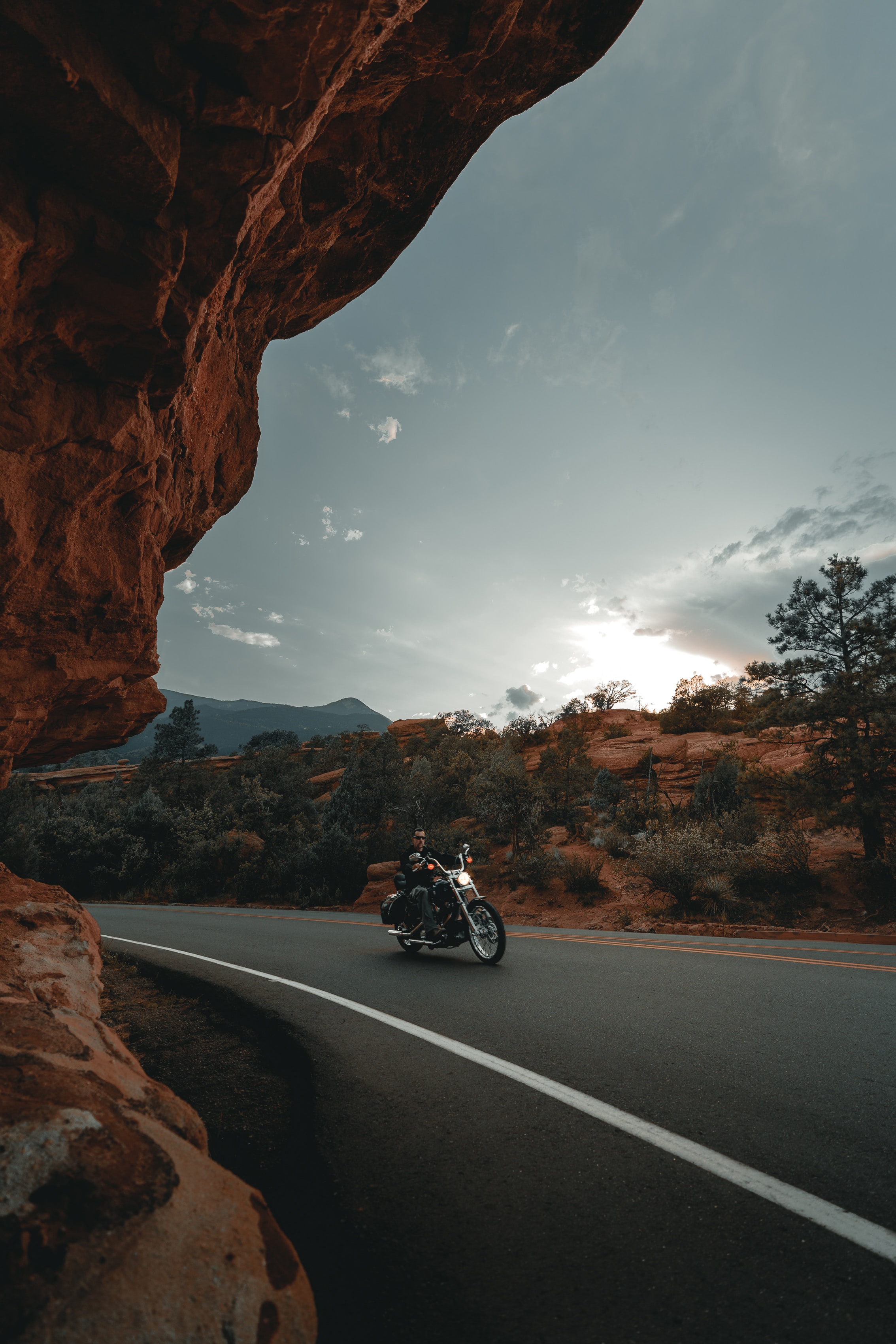 Download mobile wallpaper Rocks, Road, Motorcycle, Motorcycles, Motorcyclist, Biker, Bike for free.