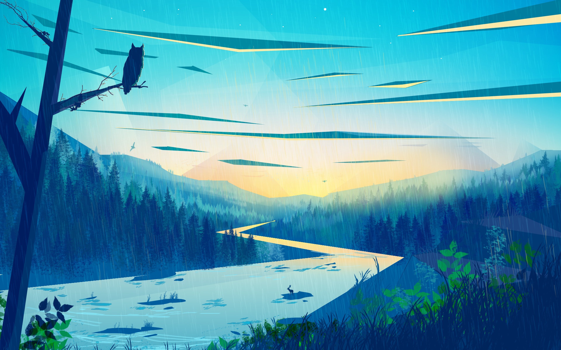 Free download wallpaper Landscape, Nature, Forest, Artistic, River on your PC desktop