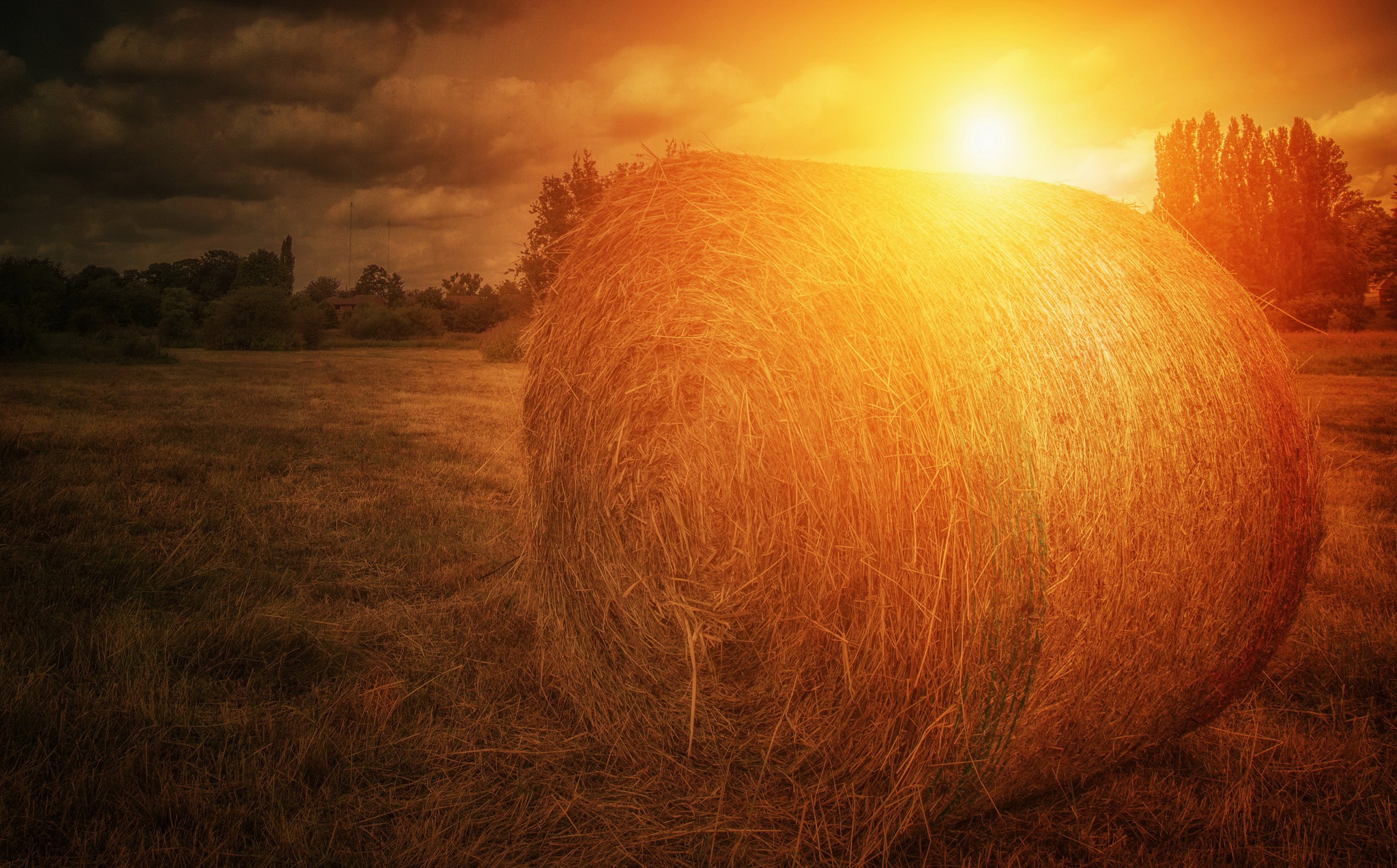 Download mobile wallpaper Sun, Summer, Earth, Haystack for free.