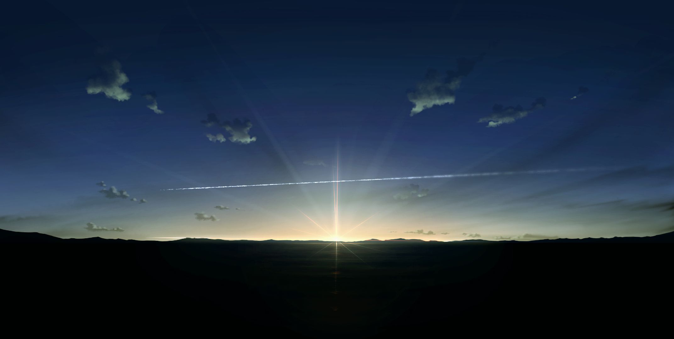 Download mobile wallpaper Anime, Landscape, Sky, Cloud, Original, Sunshine for free.