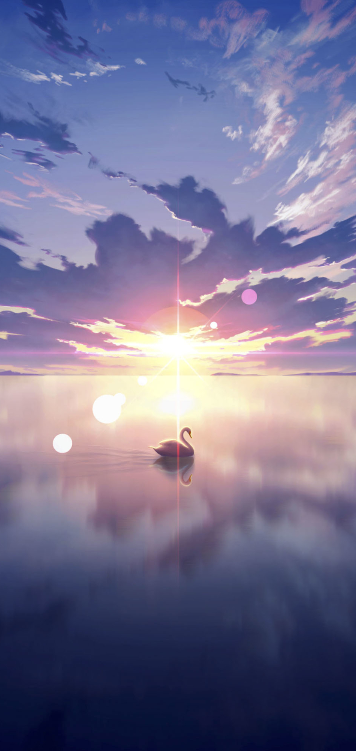 Baixar papel de parede para celular de Anime, Paisagem, Lago, Cisne gratuito.