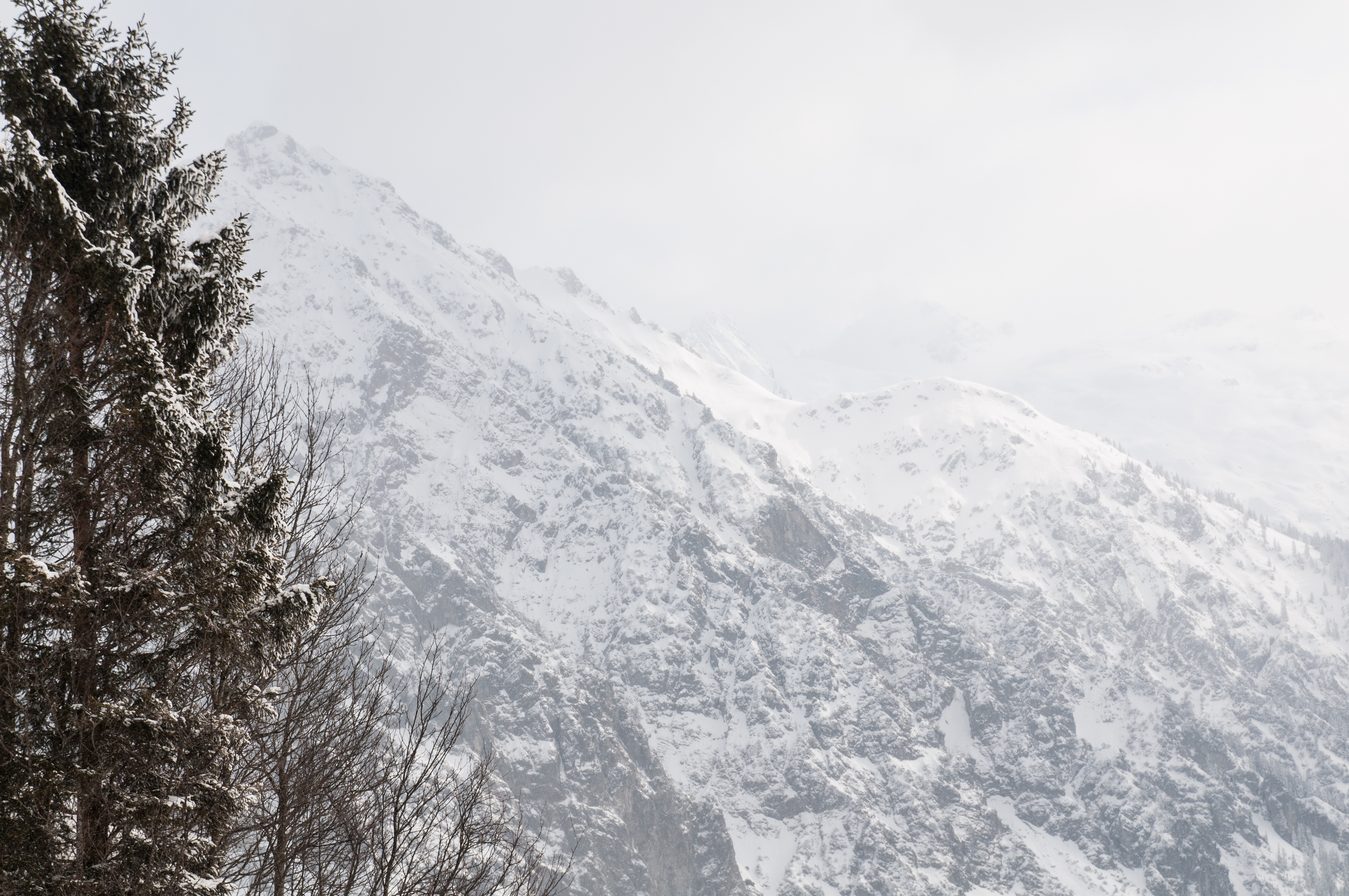 Скачать картинку Склон, Гора, Деревья, Снег, Природа, Зима в телефон бесплатно.