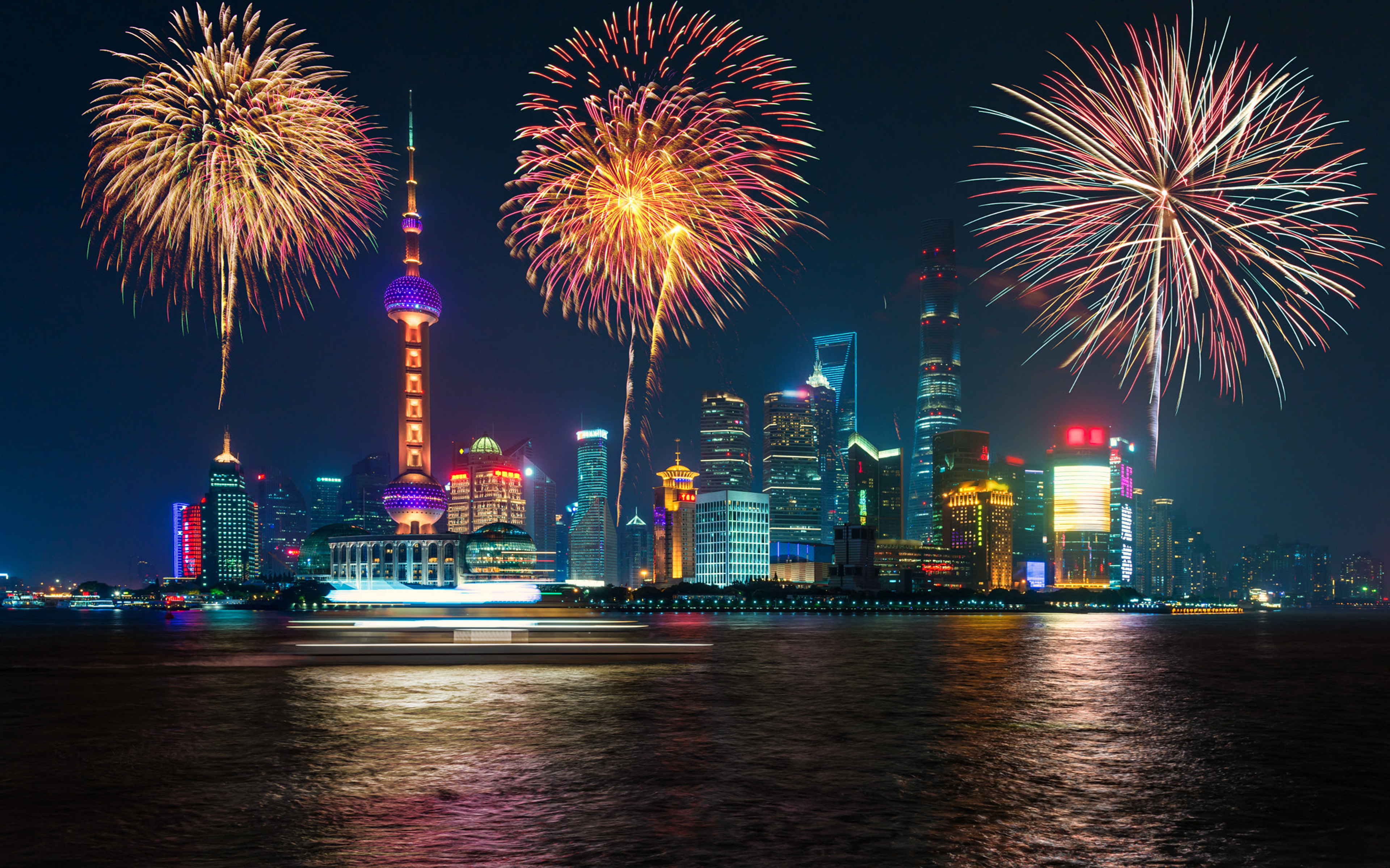Laden Sie das Feuerwerk, Fotografie, Großstadt, Schanghai-Bild kostenlos auf Ihren PC-Desktop herunter