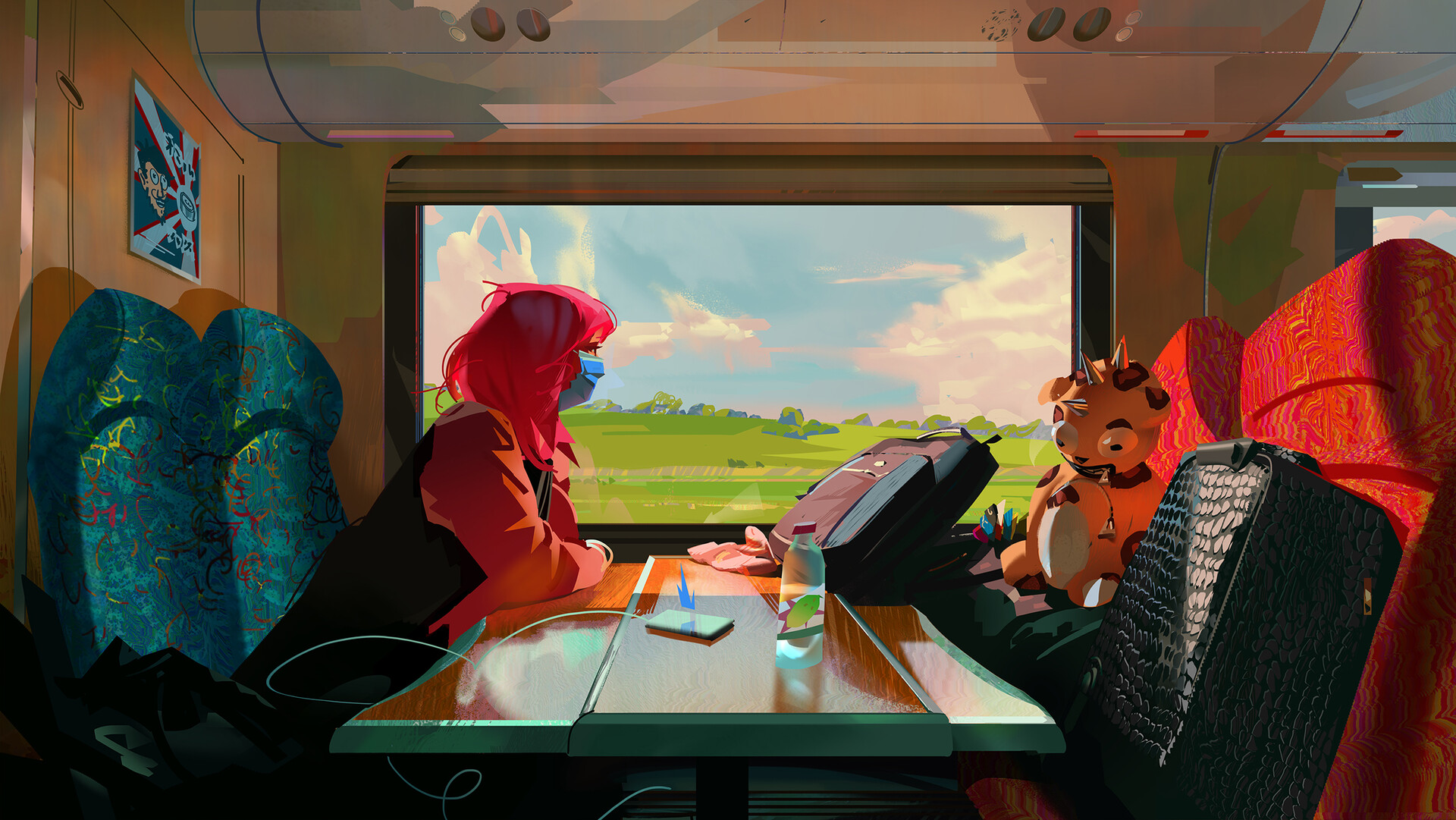 Free download wallpaper Anime, Girl, Window, Train on your PC desktop