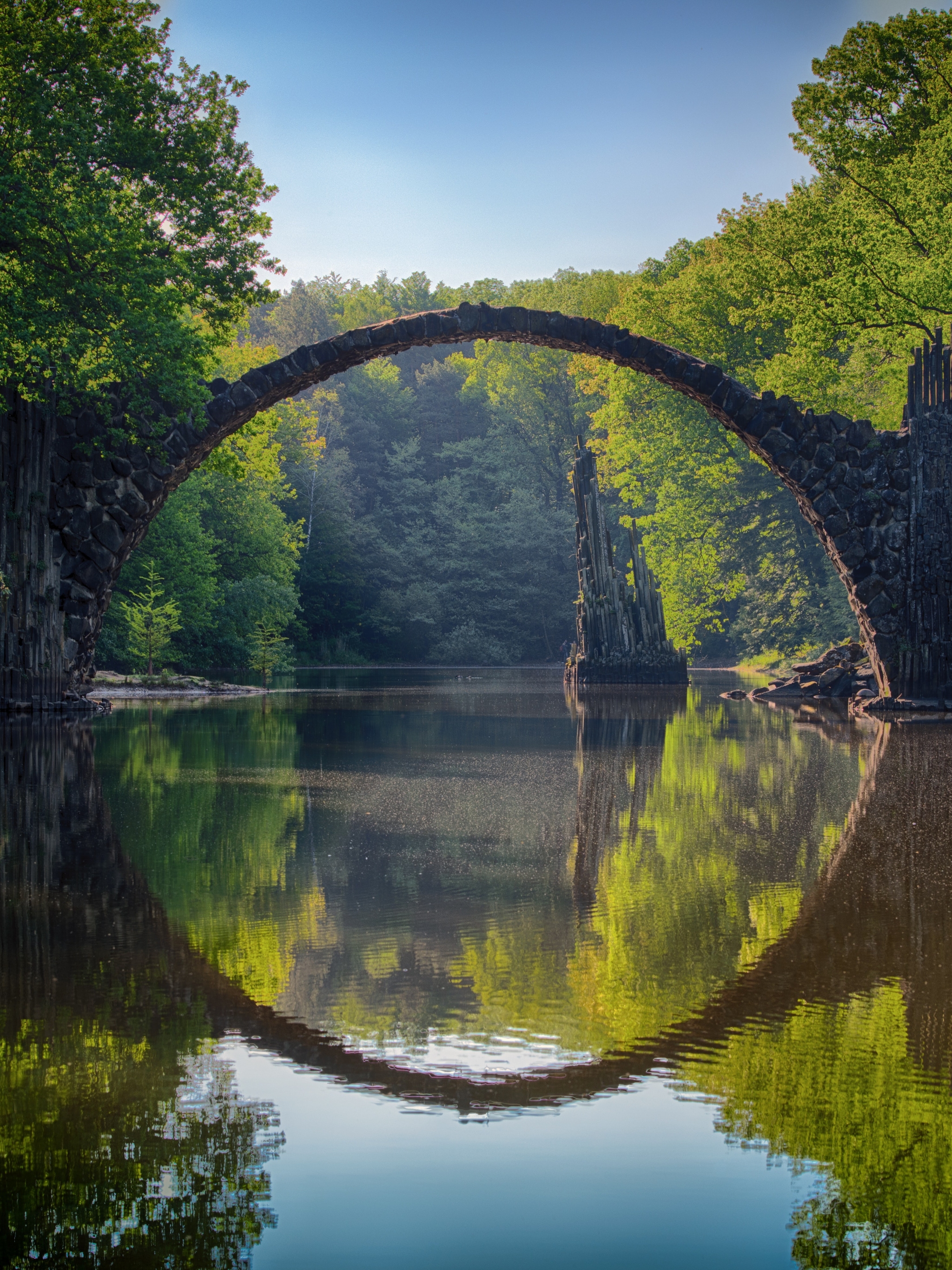 man made, devil's bridge, river, bridge, nature, reflection