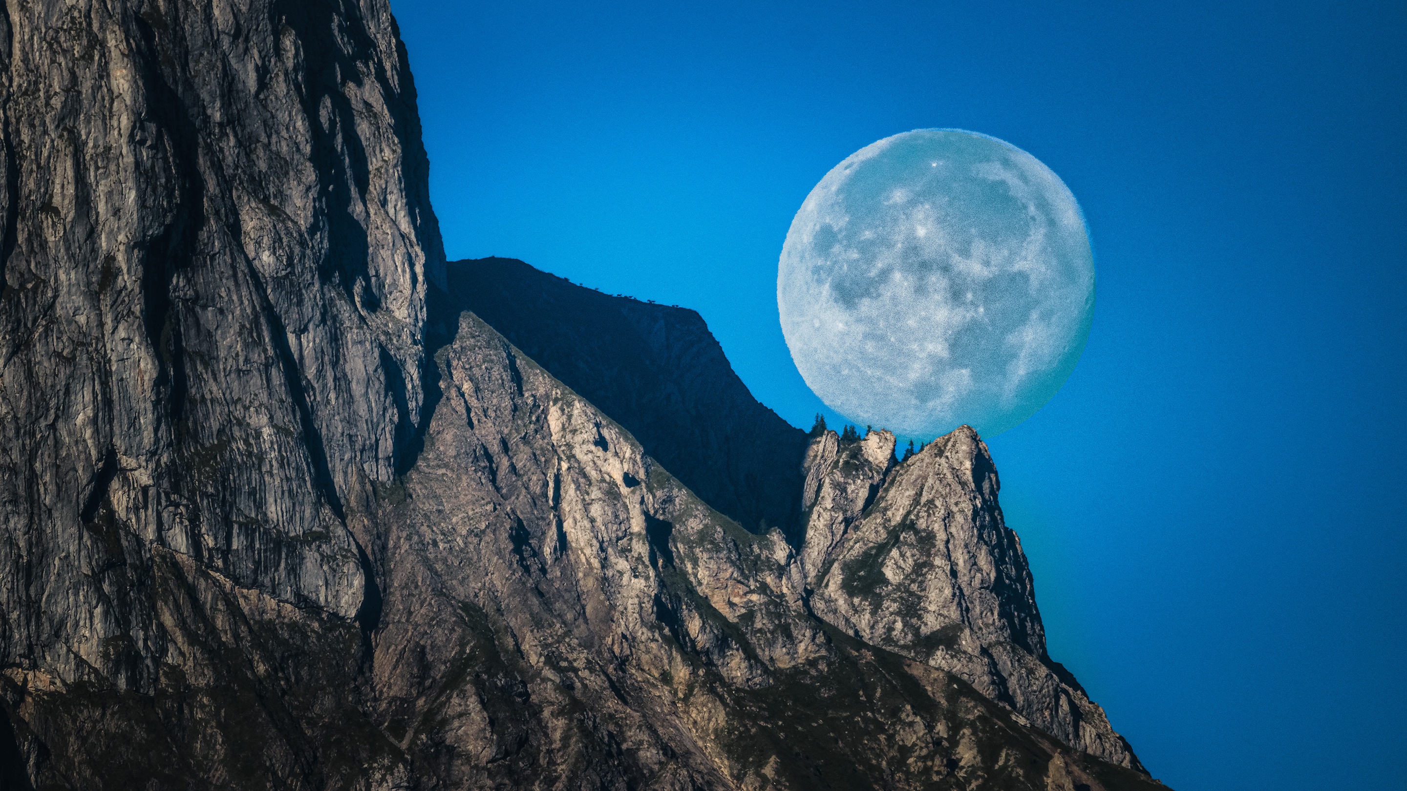 Download mobile wallpaper Sky, Night, Moon, Mountain, Earth for free.