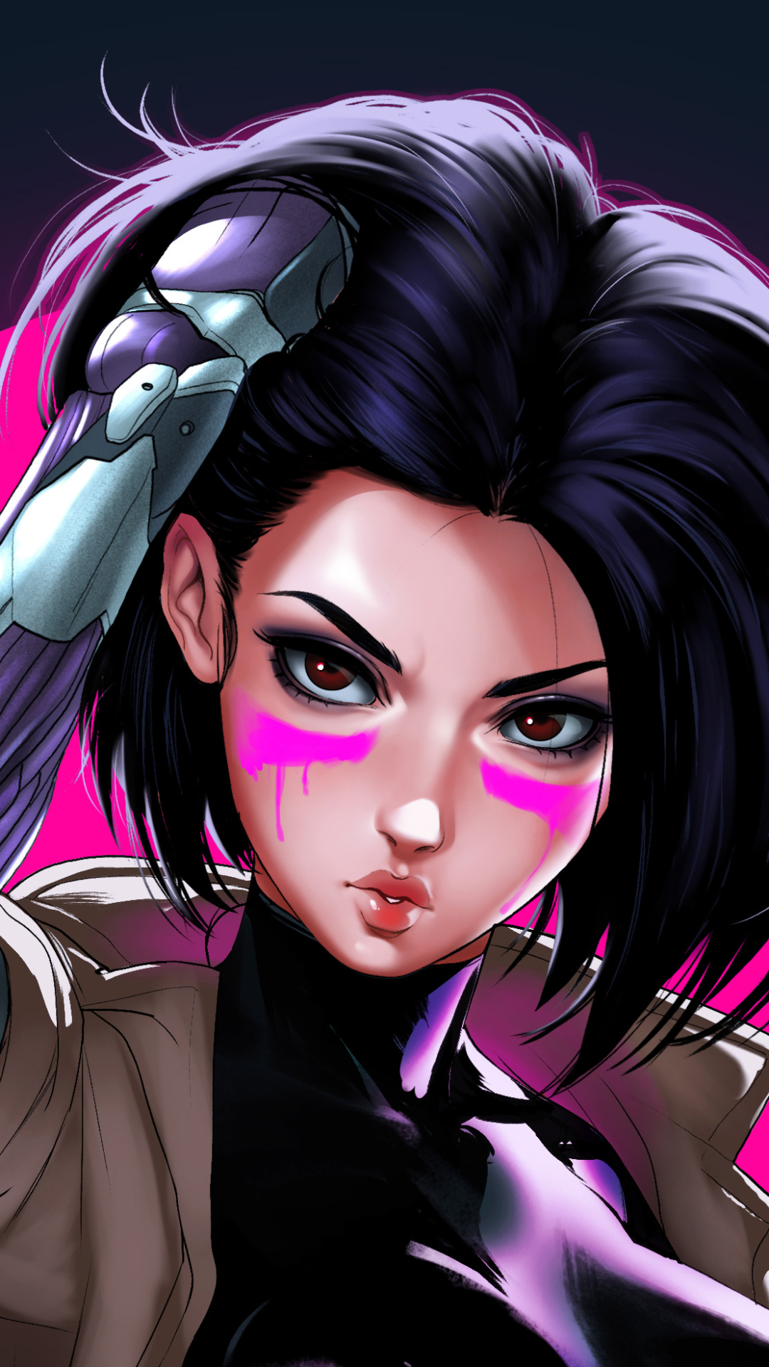 Handy-Wallpaper Cyborg, Gesicht, Braune Augen, Filme, Schwarzes Haar, Kurzes Haar, Alita (Alita: Kampfengel), Alita: Battle Angel kostenlos herunterladen.