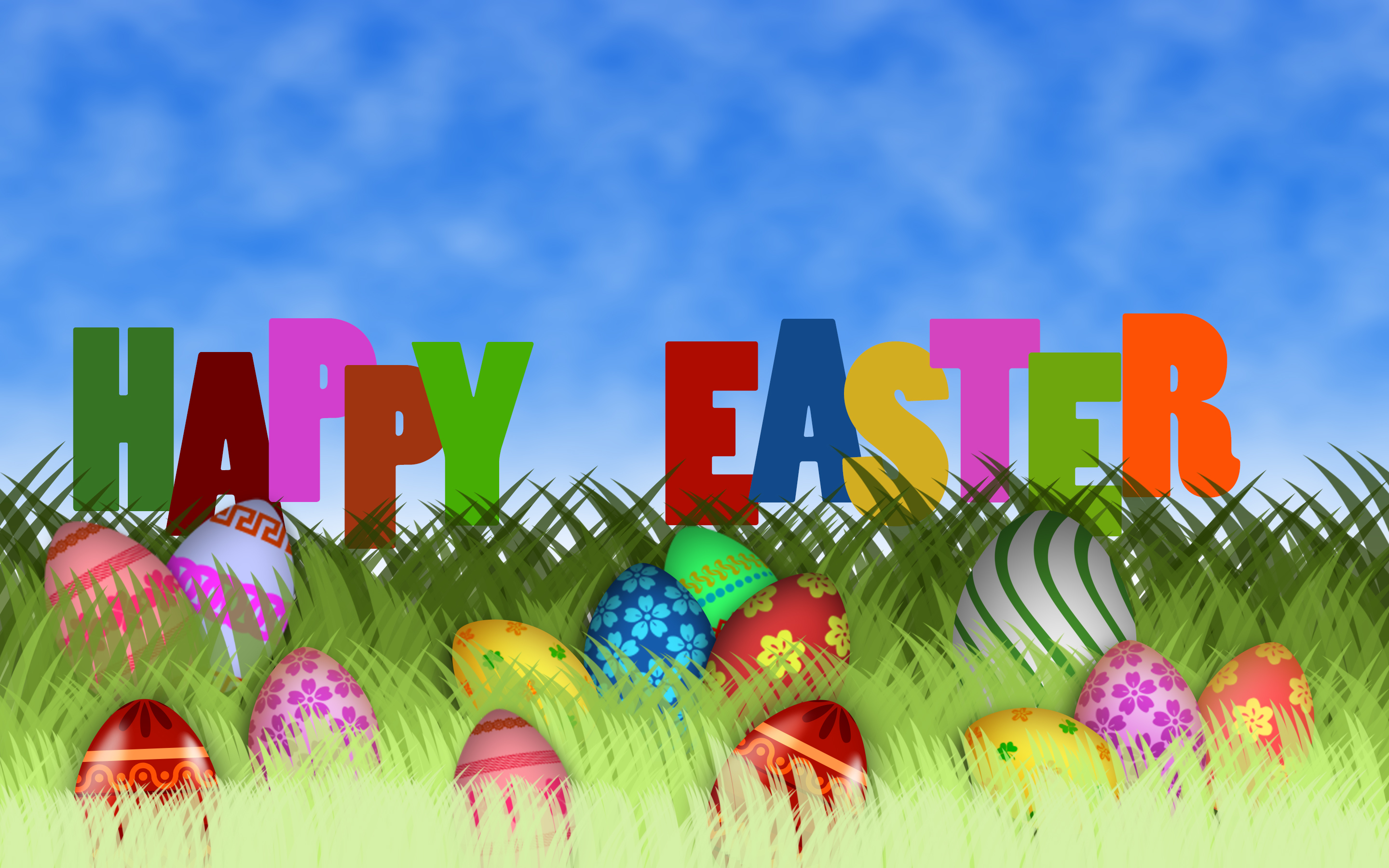 Скачати мобільні шпалери Трава, Великдень, Свято, Барвистий, Пасхальне Яйце, Щасливого Великодня безкоштовно.