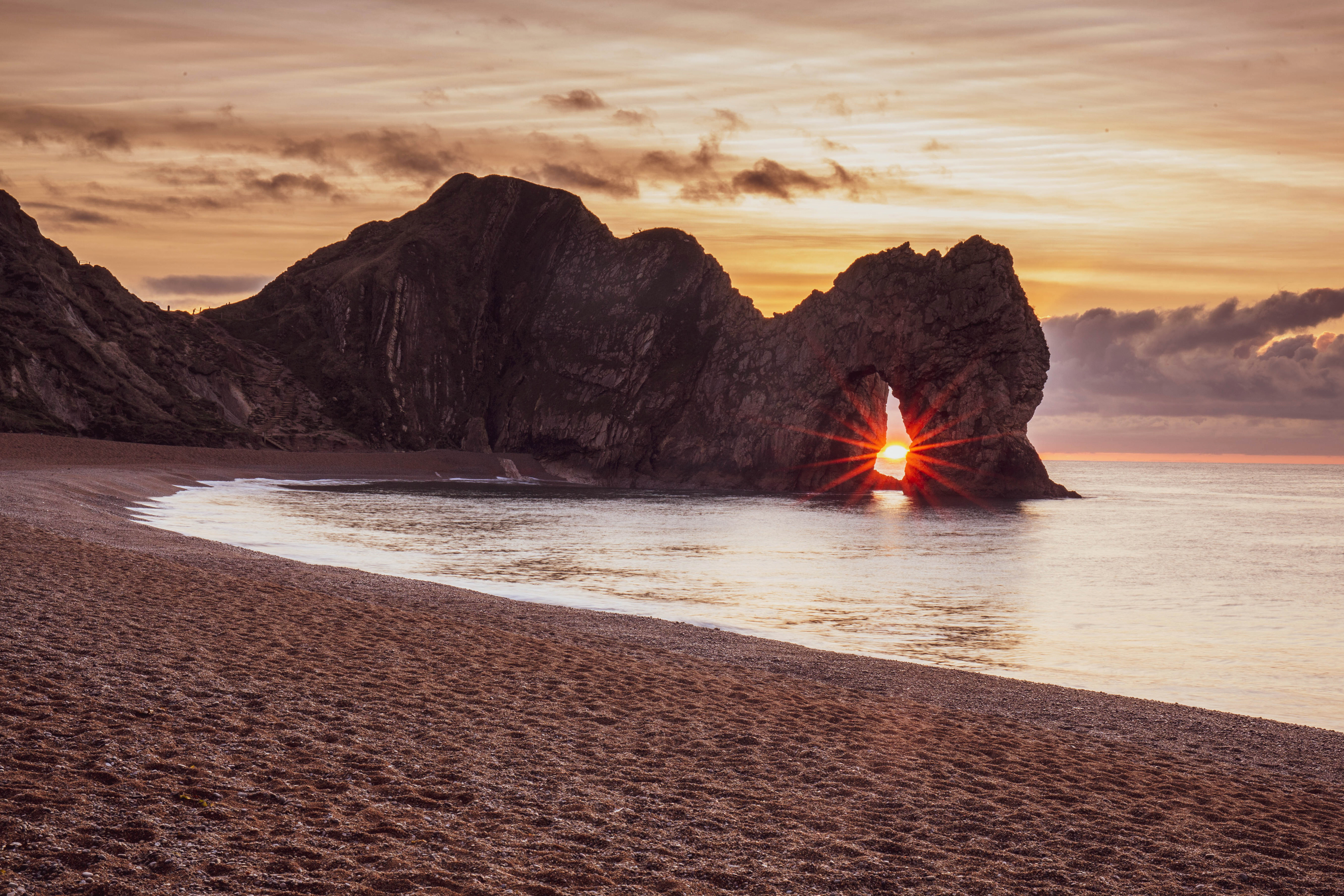 Laden Sie das Natur, Sand, Küste, Sonnenaufgang, England, Erde/natur, Durdle Tür-Bild kostenlos auf Ihren PC-Desktop herunter