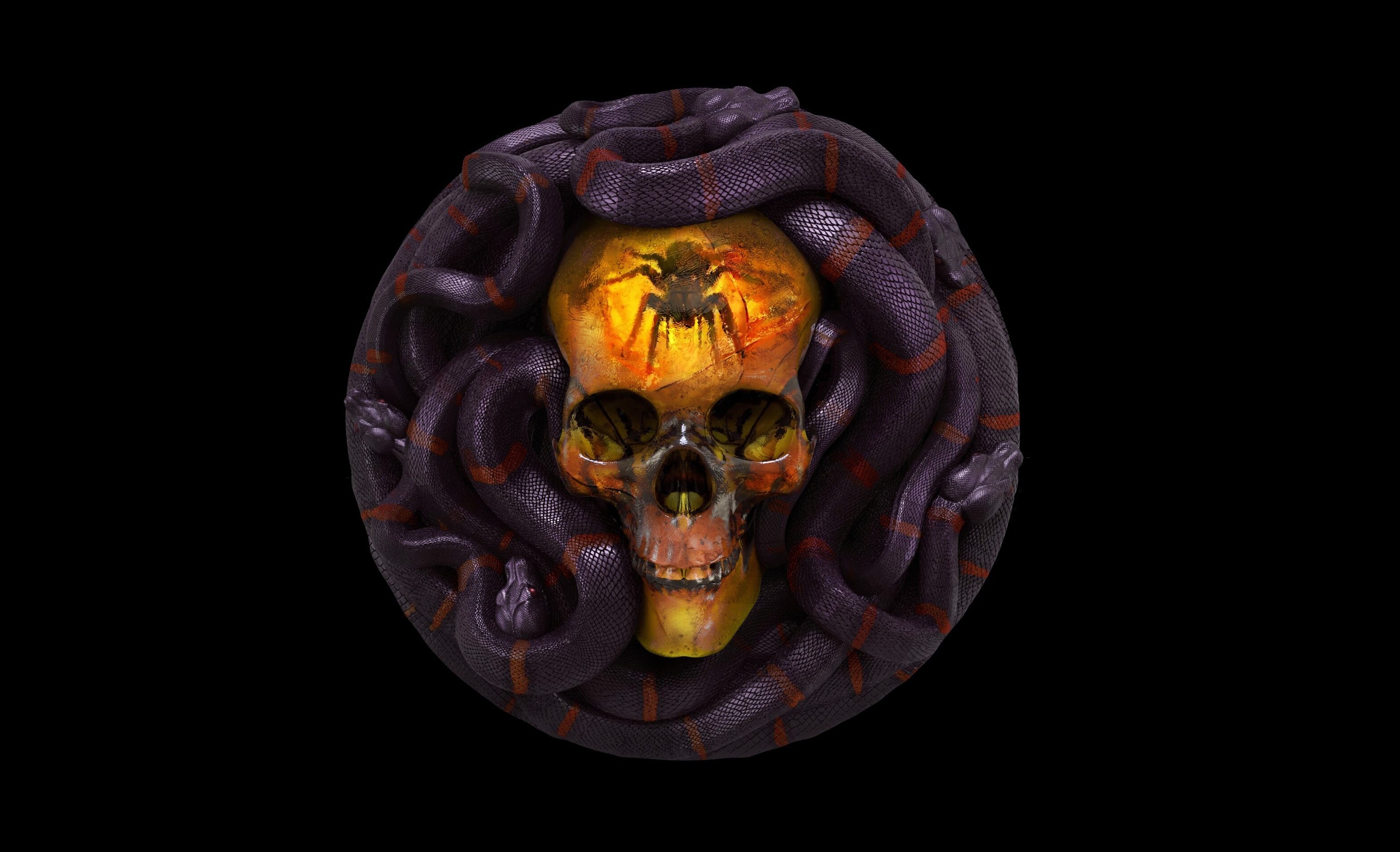Download mobile wallpaper Dark, Snake, Spider, Skull for free.