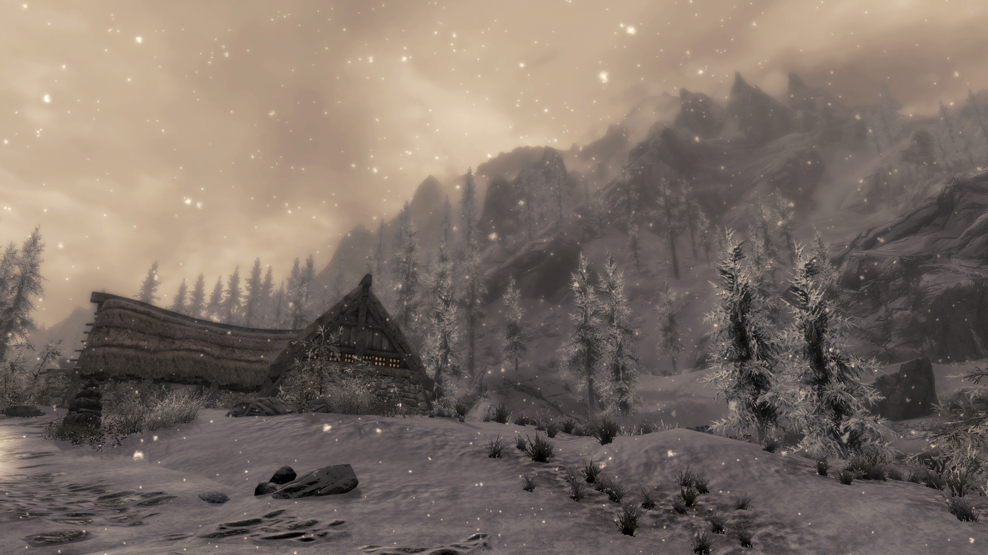 Baixar papel de parede para celular de The Elder Scrolls V: Skyrim, Skyrim, Os Pergaminhos Anciões, Construção, Neve, Inverno, Videogame gratuito.