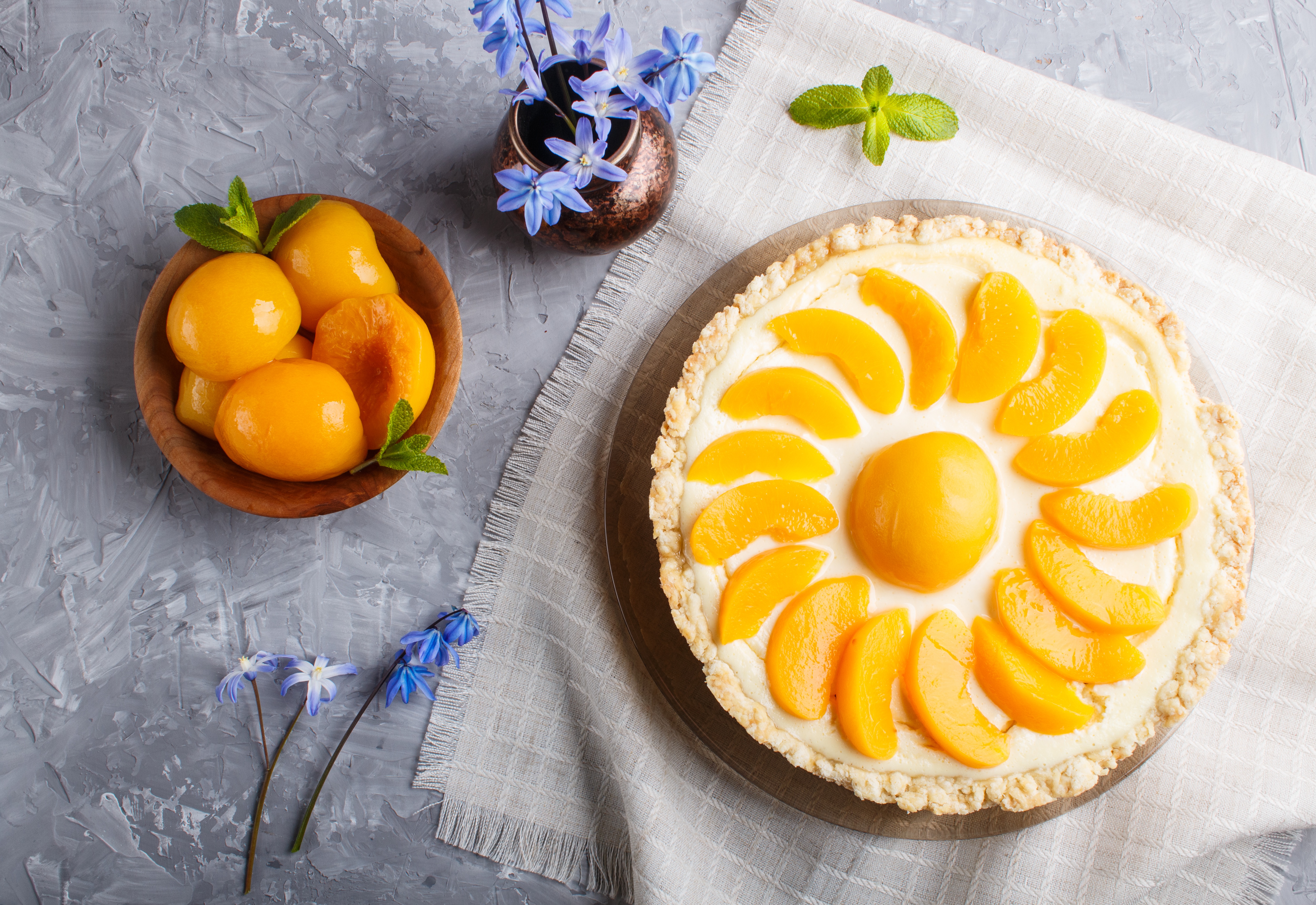 Download mobile wallpaper Food, Still Life, Fruit, Pie, Peach, Pastry for free.
