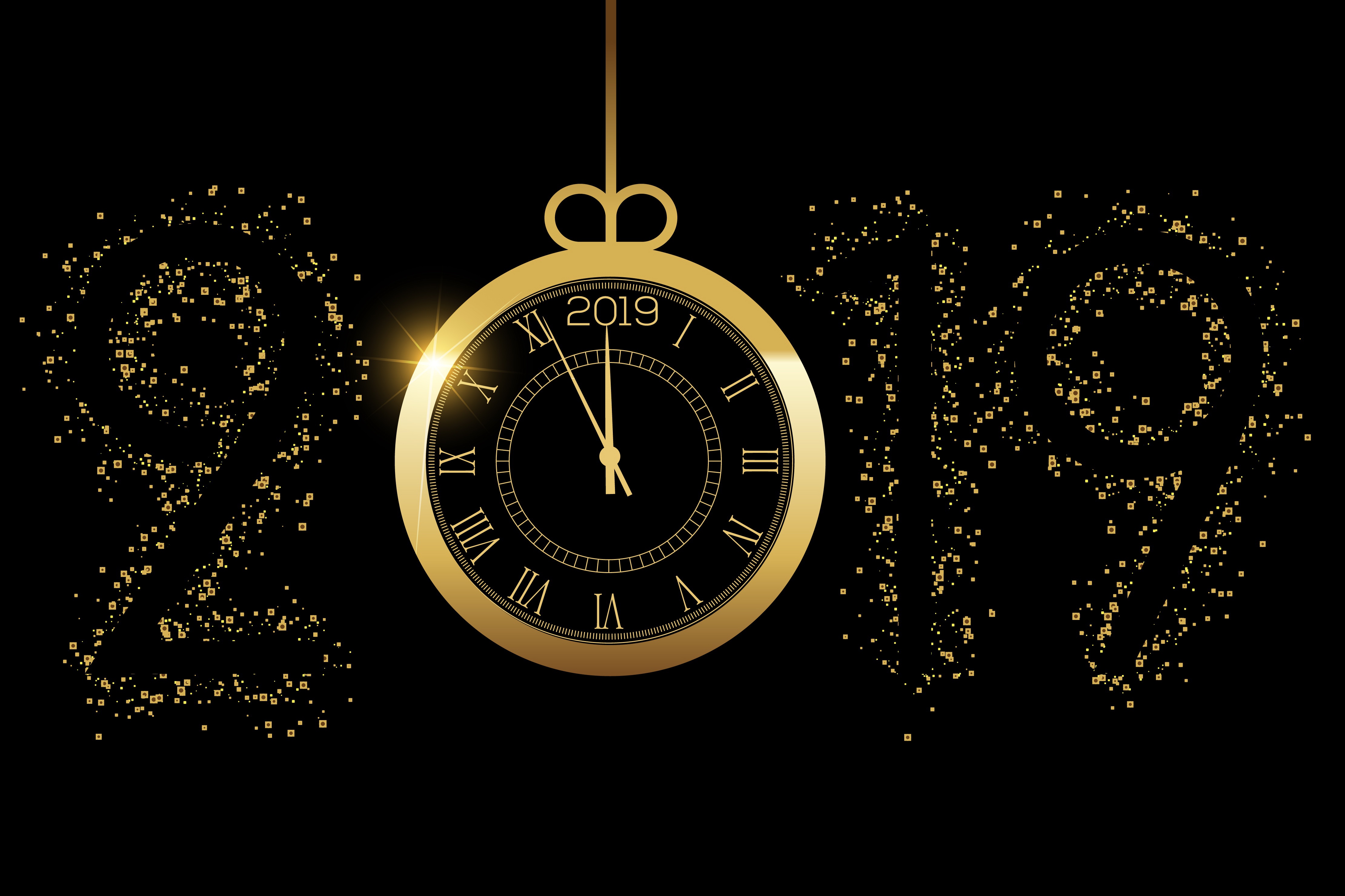 Скачать обои бесплатно Часы, Праздничные, Новый Год 2019 картинка на рабочий стол ПК