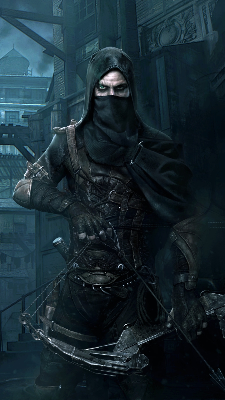 Download mobile wallpaper Night, City, Bow, Warrior, Assassin, Video Game, Thief, Thief (Video Game) for free.