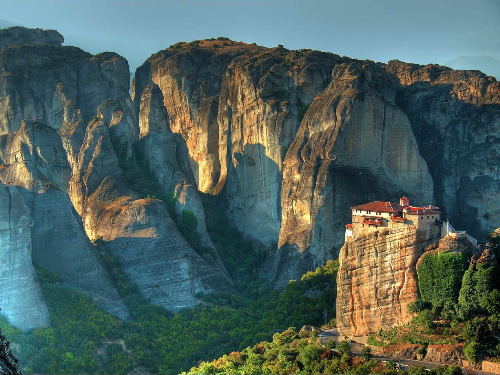 Download mobile wallpaper Mountain, Cliff, Meteora, Monastery, Man Made, Religious for free.