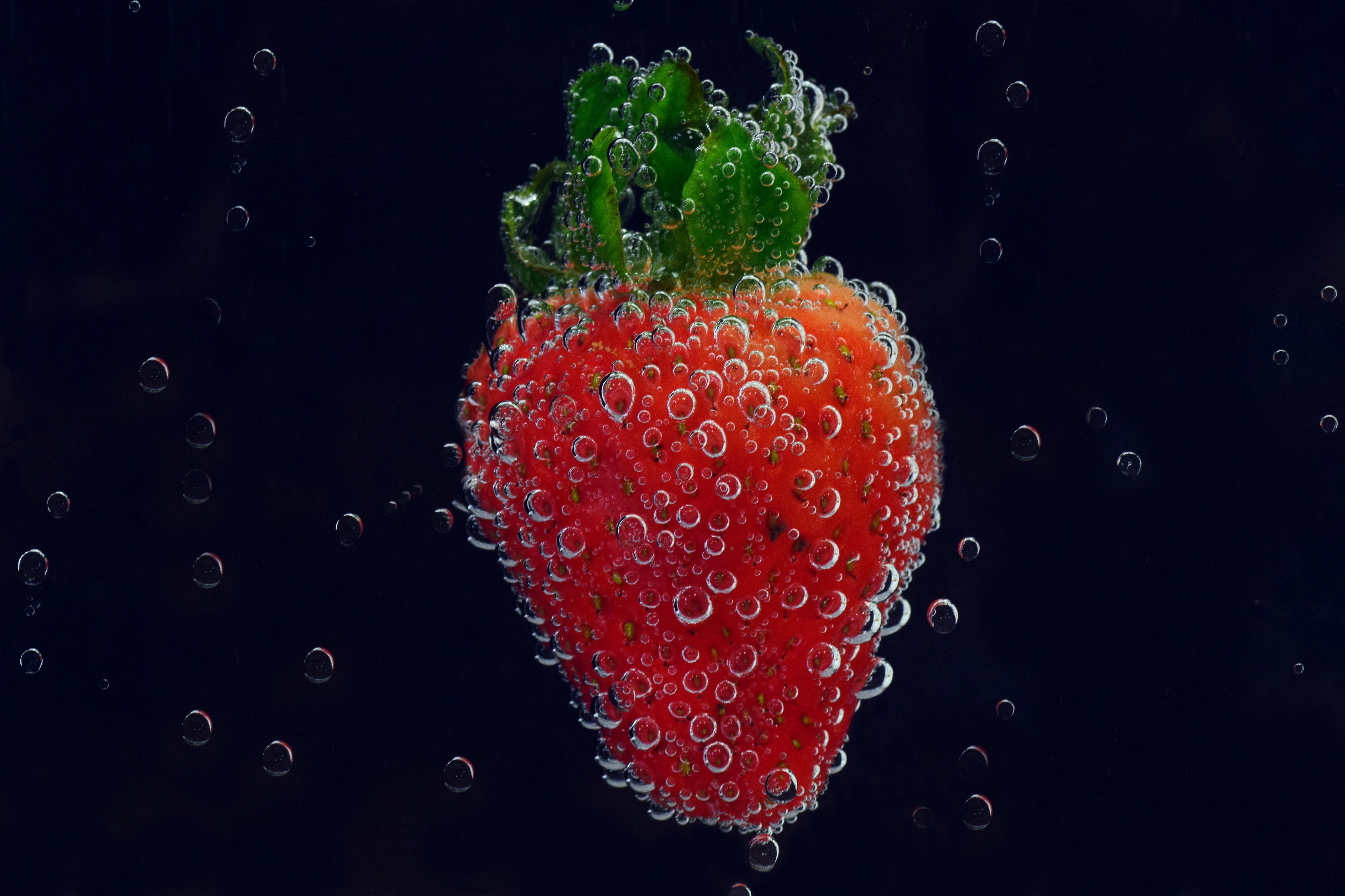 Download mobile wallpaper Macro, Close Up, Drops, Strawberry, Water for free.