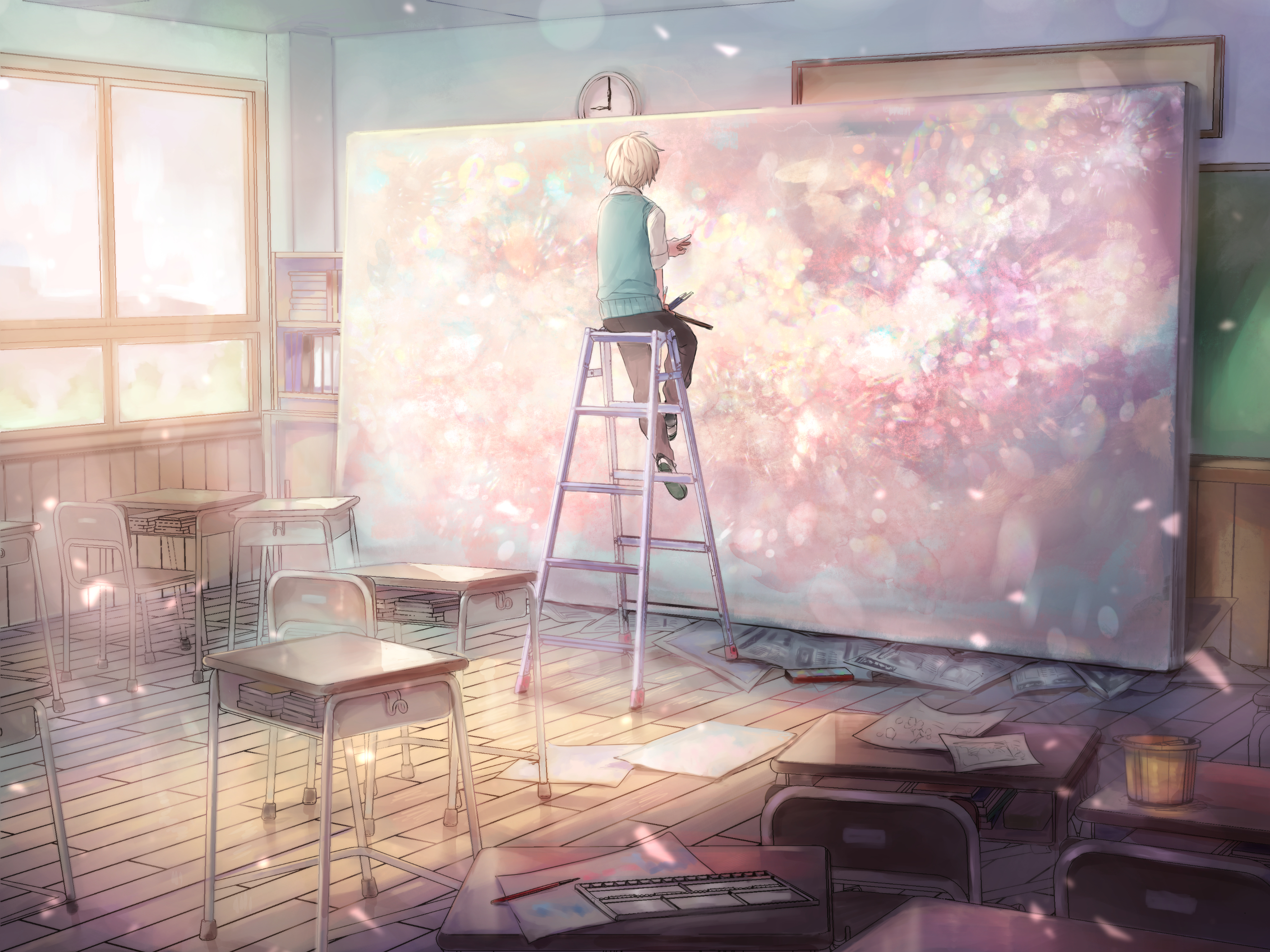 Download mobile wallpaper Anime, Painting, Original, Classroom for free.