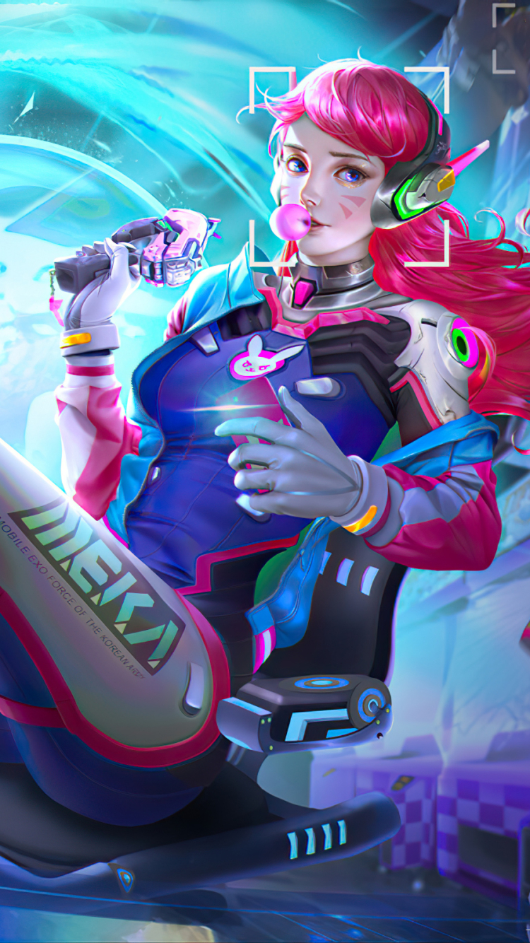 Handy-Wallpaper Overwatch, Pinkes Haar, Computerspiele, D Va (Overwatch) kostenlos herunterladen.