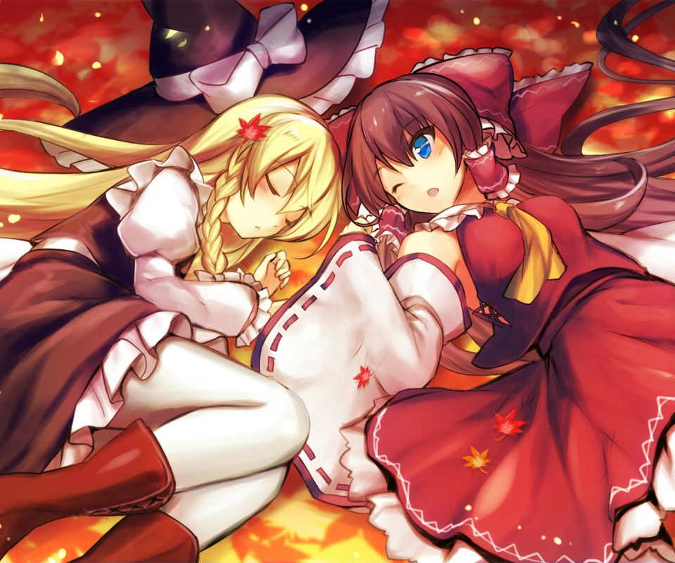 Téléchargez des papiers peints mobile Animé, Touhou, Reimu Hakurei, Marisa Kirisame gratuitement.