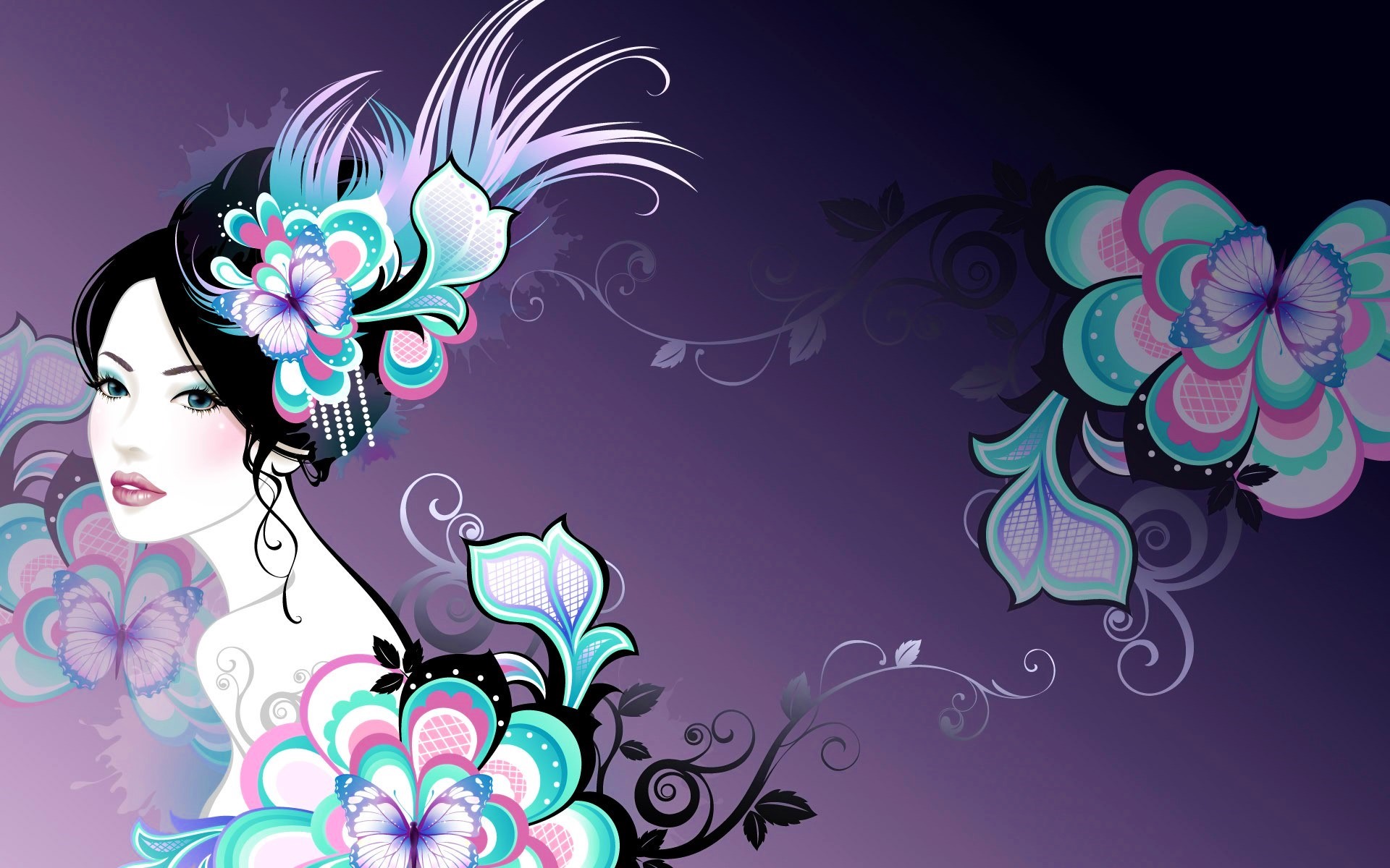 Free download wallpaper Pink, Flower, Butterfly, Digital Art, Artistic on your PC desktop
