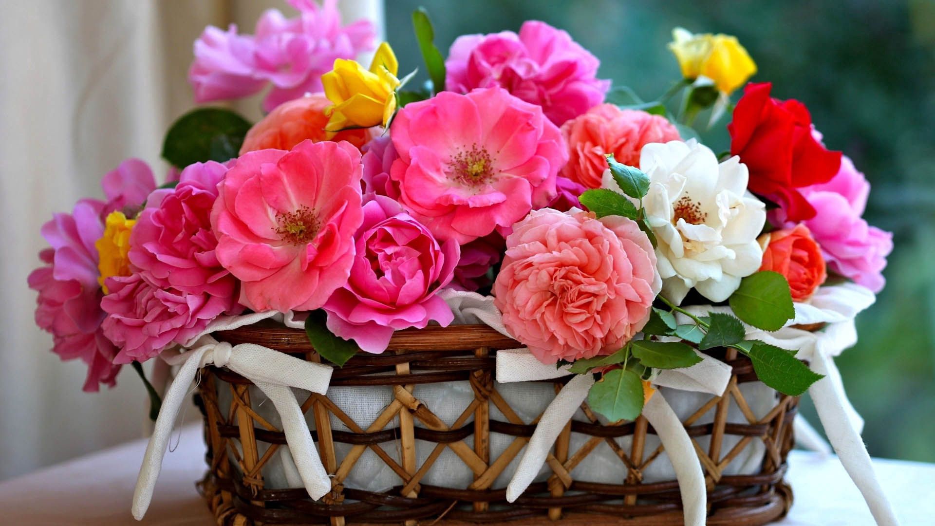 Laden Sie das Strauß, Korb, Blumen, Bouquet-Bild kostenlos auf Ihren PC-Desktop herunter