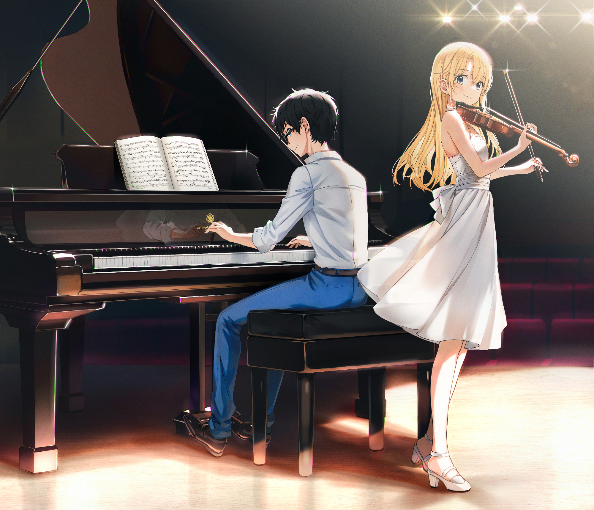 Handy-Wallpaper Animes, Kousei Arima, Kaori Miyazono, Shigatsu Wa Kimi No Uso Sekunden In Moll kostenlos herunterladen.